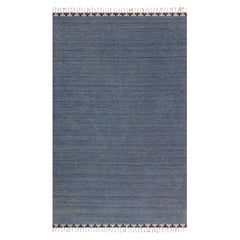 Doris Leslie Blau Vintage Swedish Beige Blue Gray Flat Woven Rug