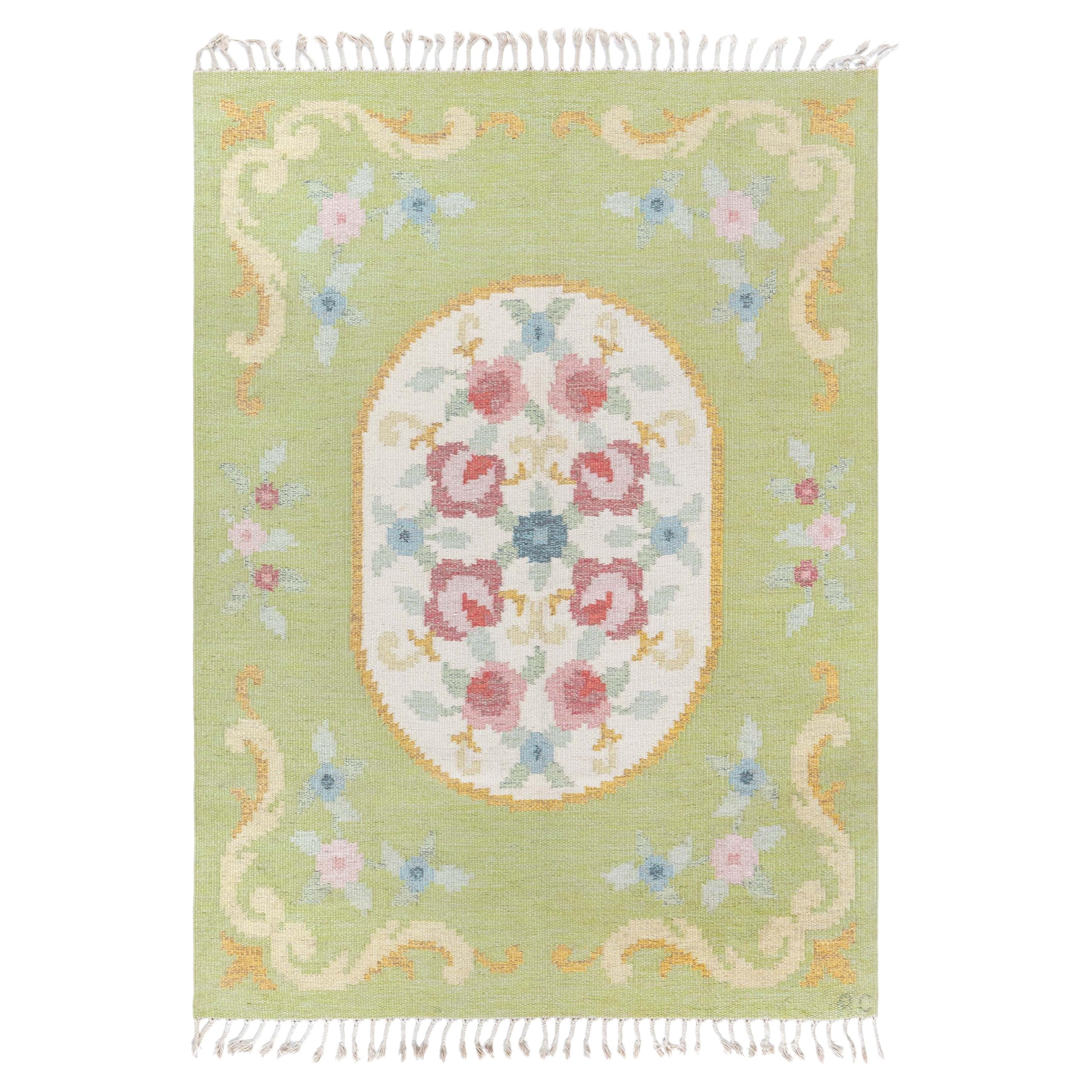 Doris Leslie Blau Vintage Swedish Cream Flatweave Carpet By Rakel Carllander