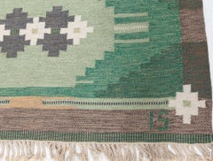 Tapis vintage suédois gris foncé à tissage plat « Doris Leslie Blau », créé par Ingegerd Silow
