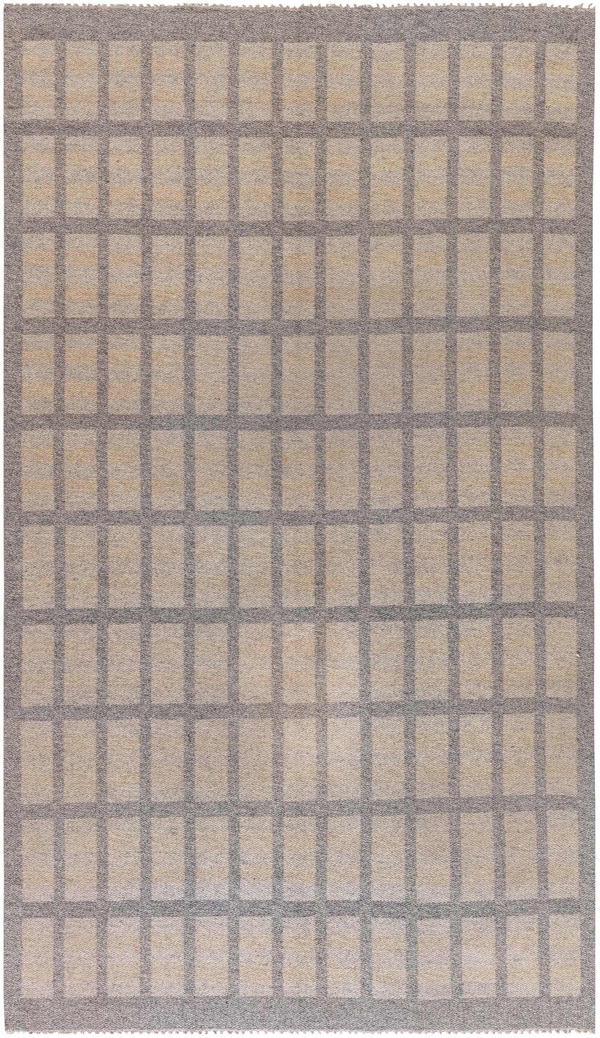 Doris Leslie Blauer schwedischer doppelseitiger Flachgewebe-Teppich im Vintage-Stil