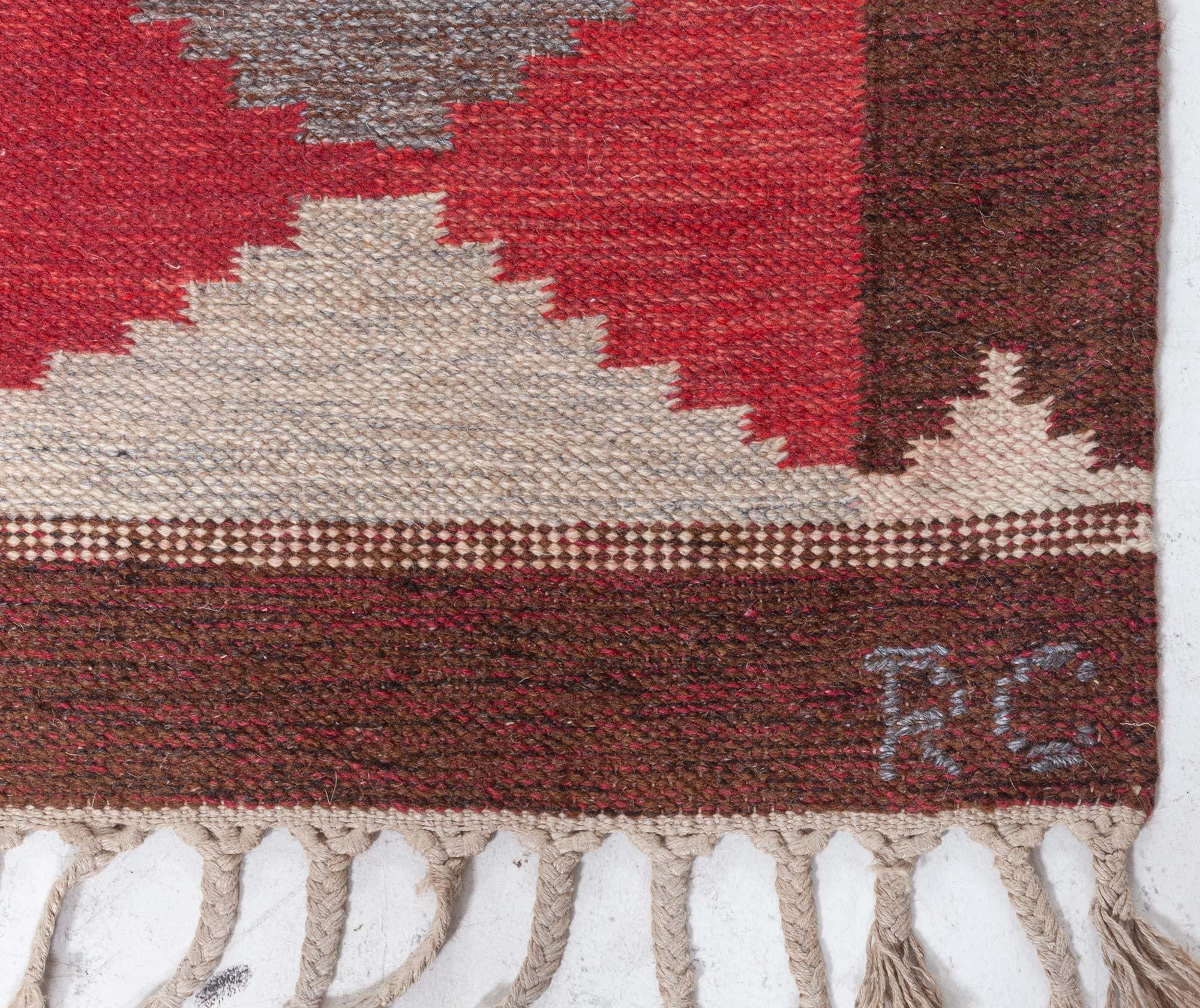 Striking Swedish Geometry: A Vintage Flat-Weave by Rakel Carlander
Size: 5'7