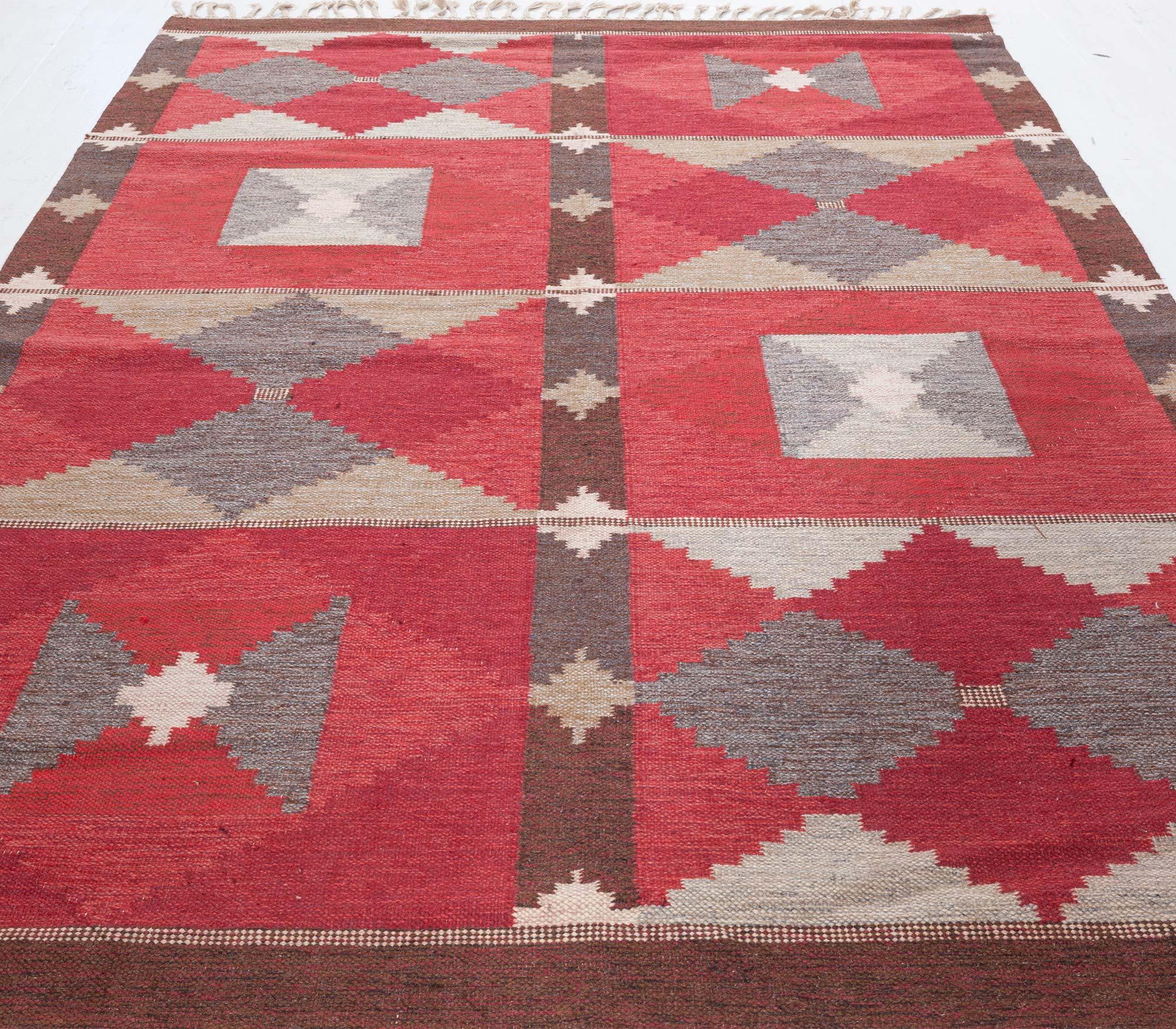 Lana Doris Leslie Blau Vintage Swedish Flat-Weave by Rakel Carlander in vendita