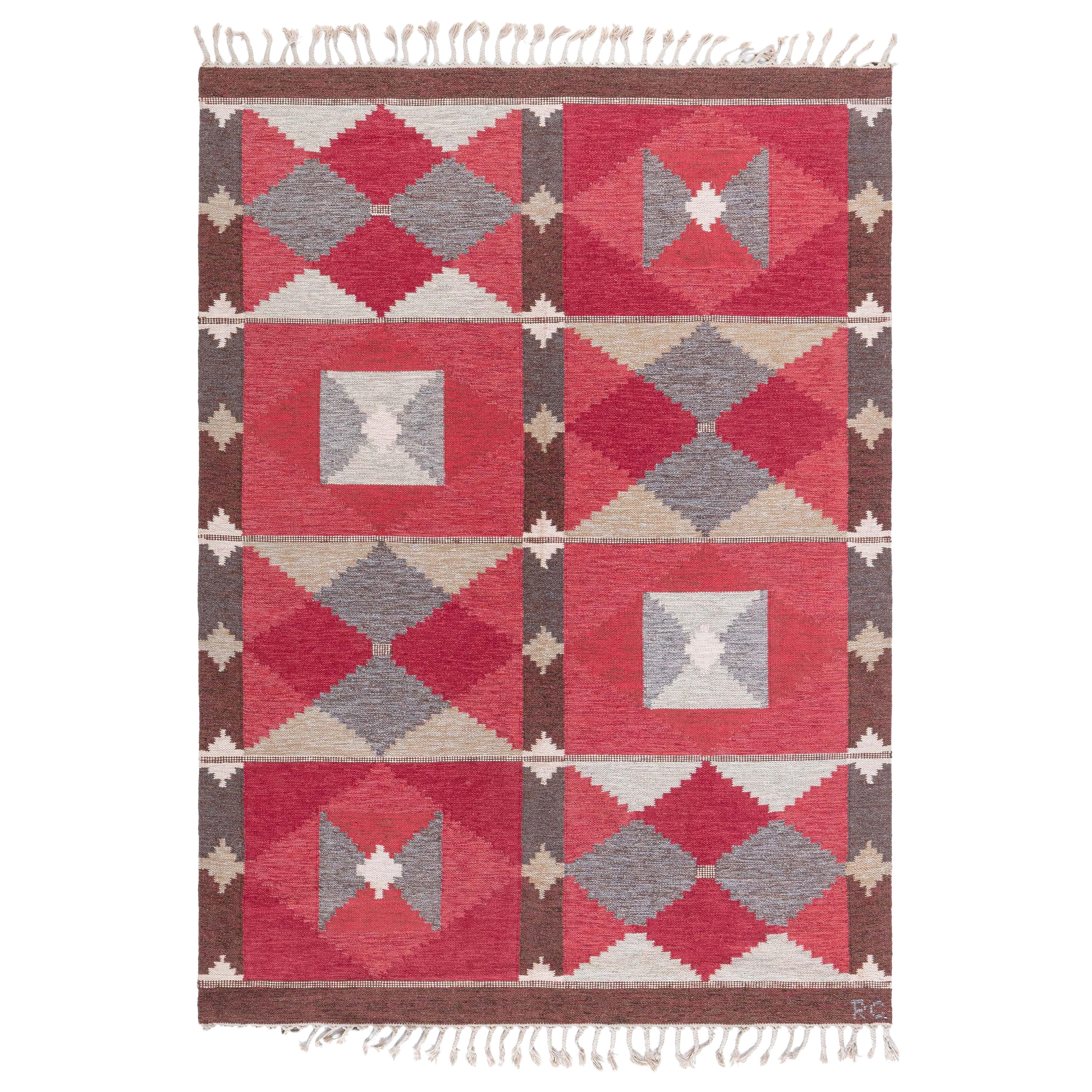 Doris Leslie Blau Vintage Swedish Flat-Weave by Rakel Carlander For Sale