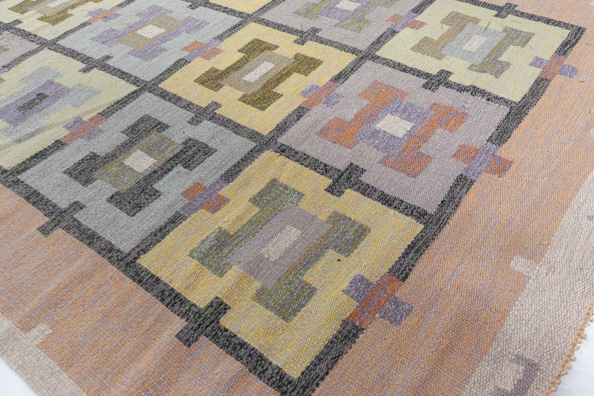 Alfombra sueca de tejido plano Doris Leslie Blau Vintage de Agda Osterberg siglo XX en venta