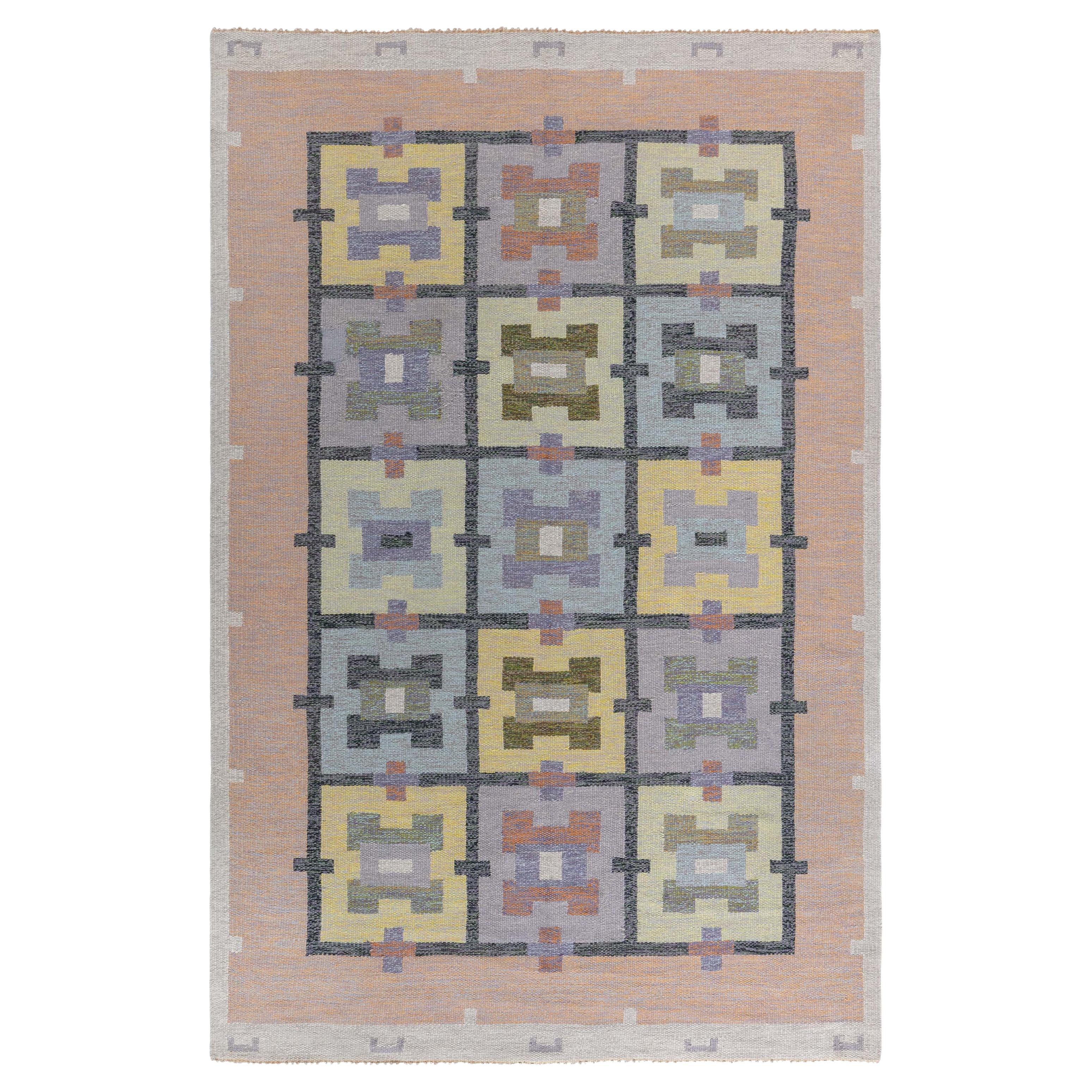 Doris Leslie Blau Vintage Swedish Flat Weave Rug by Agda Osterberg For Sale