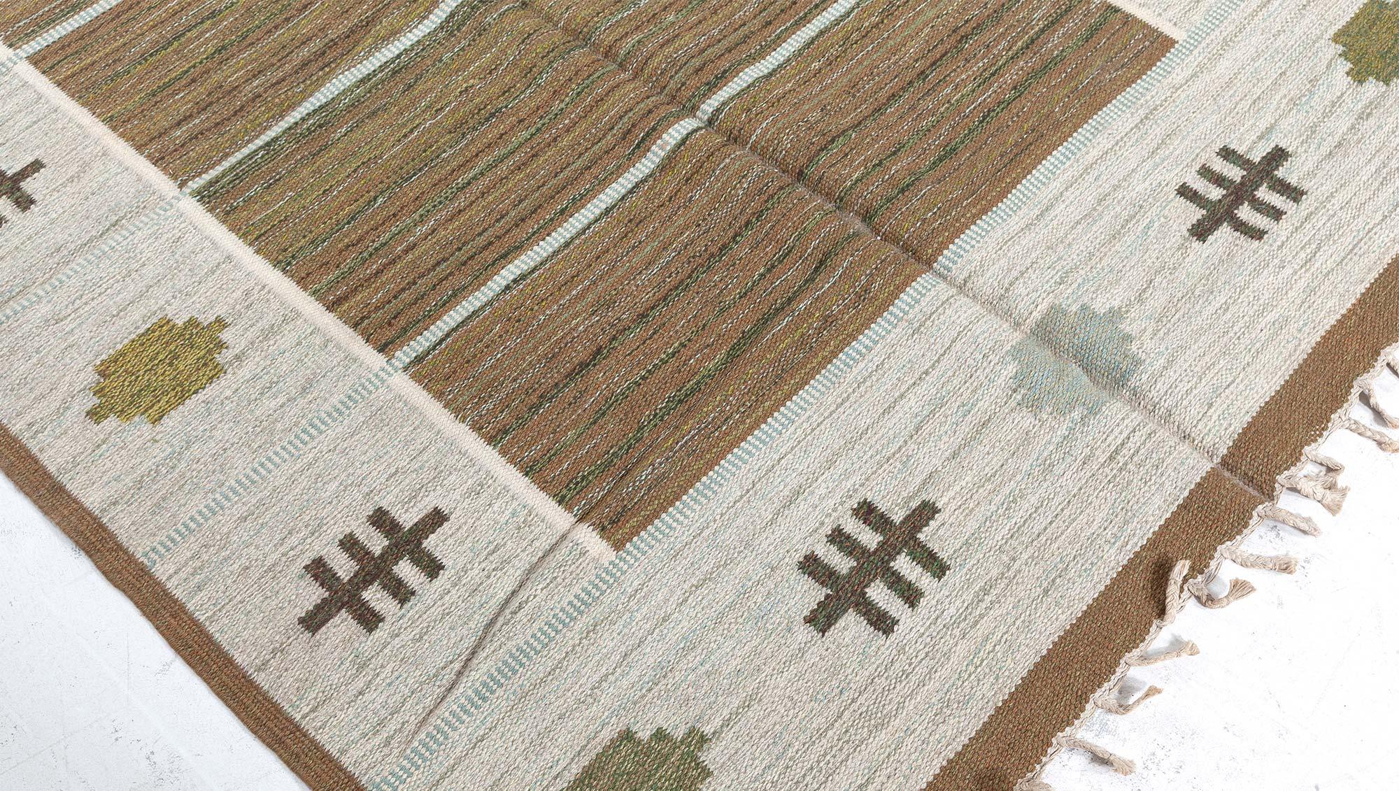 Wool Doris Leslie Blau Vintage Swedish Flat-Weave Rug by Aina Kånge, Signed 