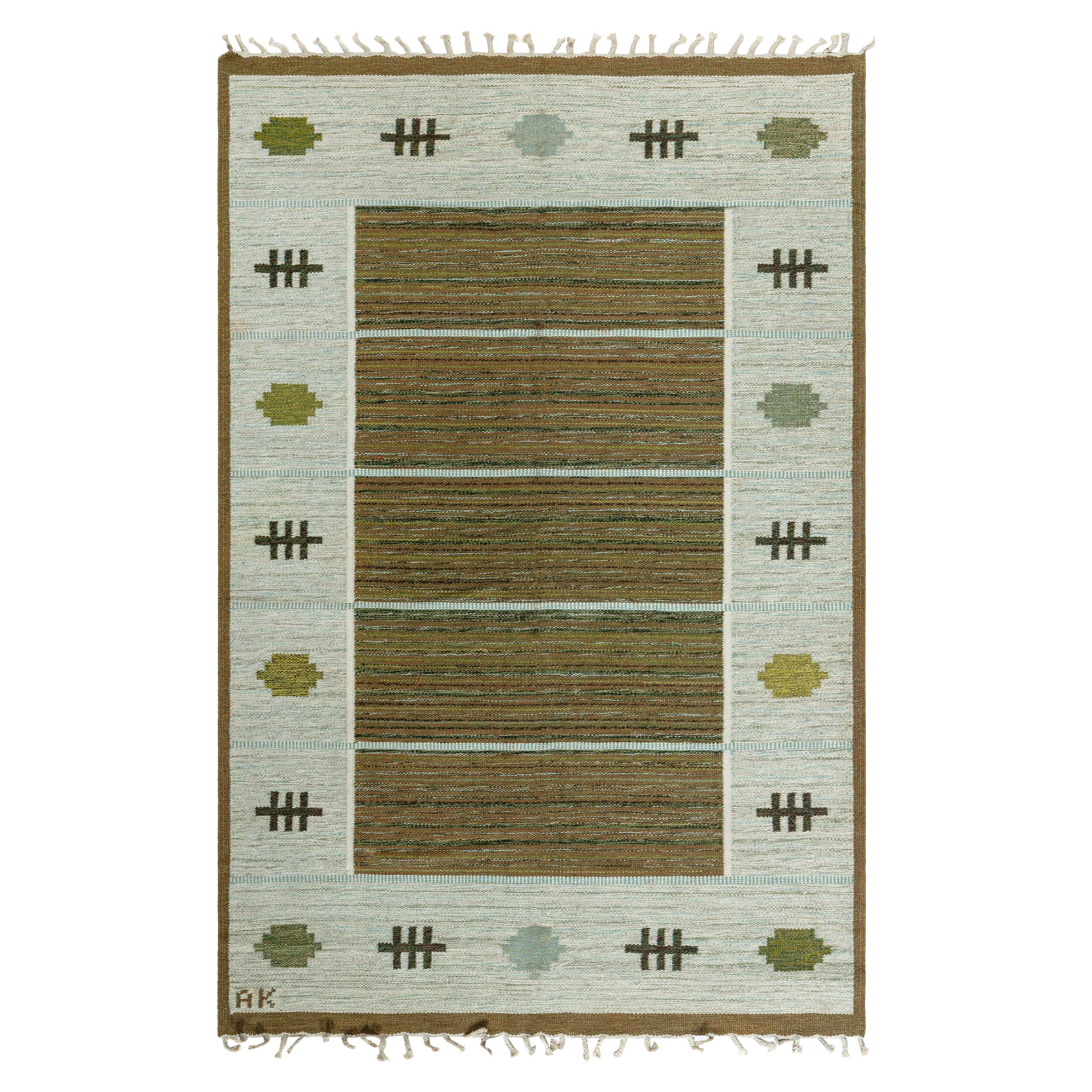 Doris Leslie Blau Vintage Swedish Flat-Weave Rug by Aina Kånge, Signed "AK"