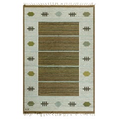 Doris Leslie Blau Schwedischer Flachgewebe-Teppich von Aina Kånge, signiert "AK".