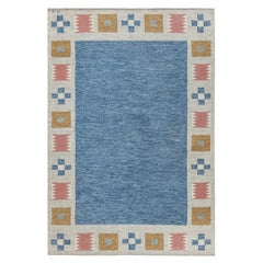 Doris Leslie Blau Vintage Schwedischer Flachgewebe-Teppich von Birgitta Söderkvist, (BS)
