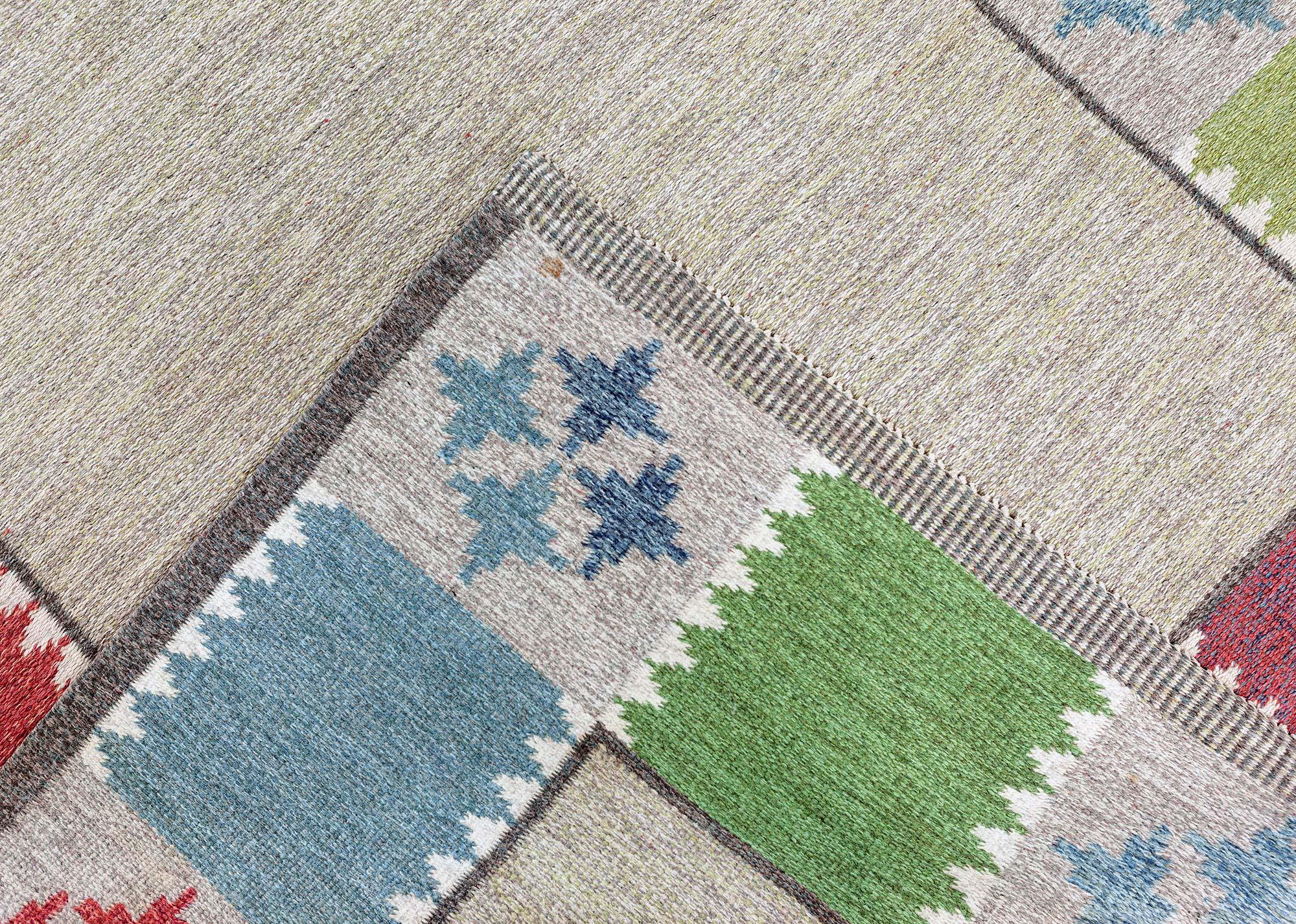20th Century Doris Leslie Blau Vintage Swedish Flat Weave Rug by Bitte Ahlgren, Signed 