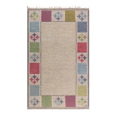 Tapis suédois à tissage plat vintage Doris Leslie Blau de Bitte Ahlgren, signé « BA »