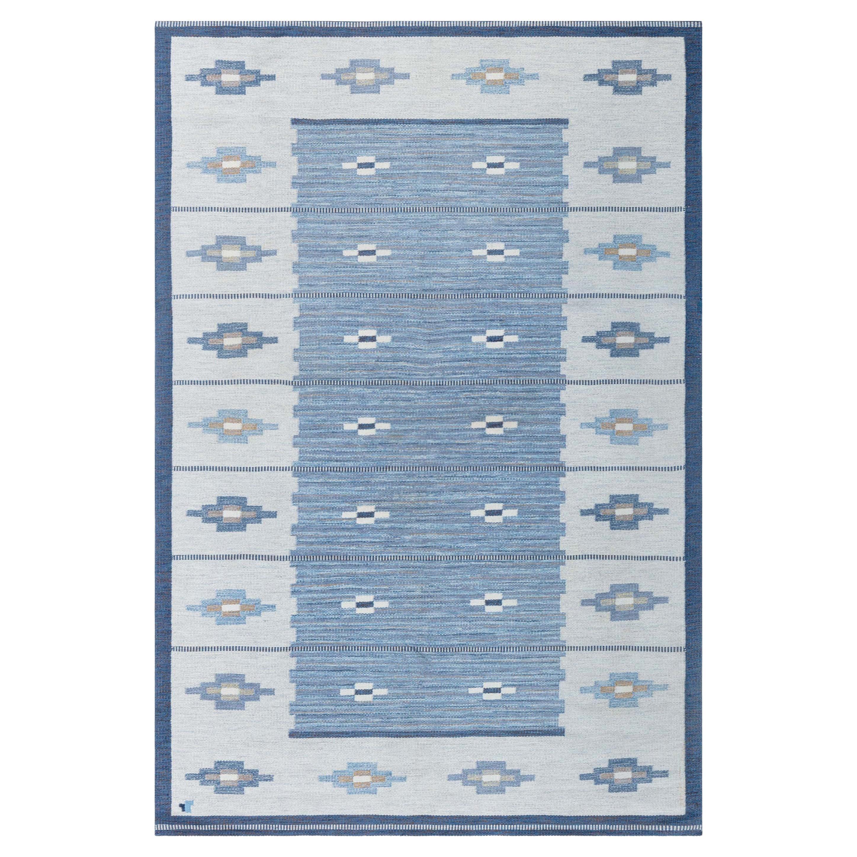 Doris Leslie Blau Vintage Swedish Flat-Weave Rug by Erik Lundberg For Sale