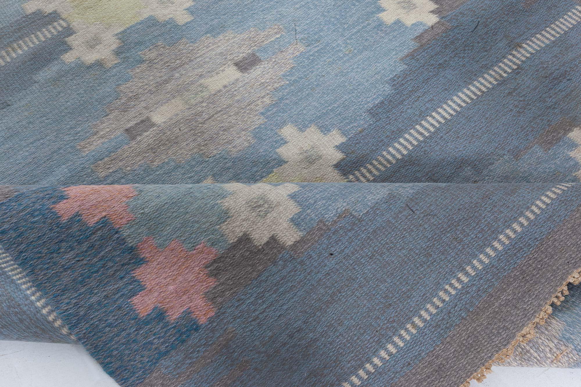Vintage Swedish Flat-Weave Rug by Ingegerd Silow
Size: 4.7