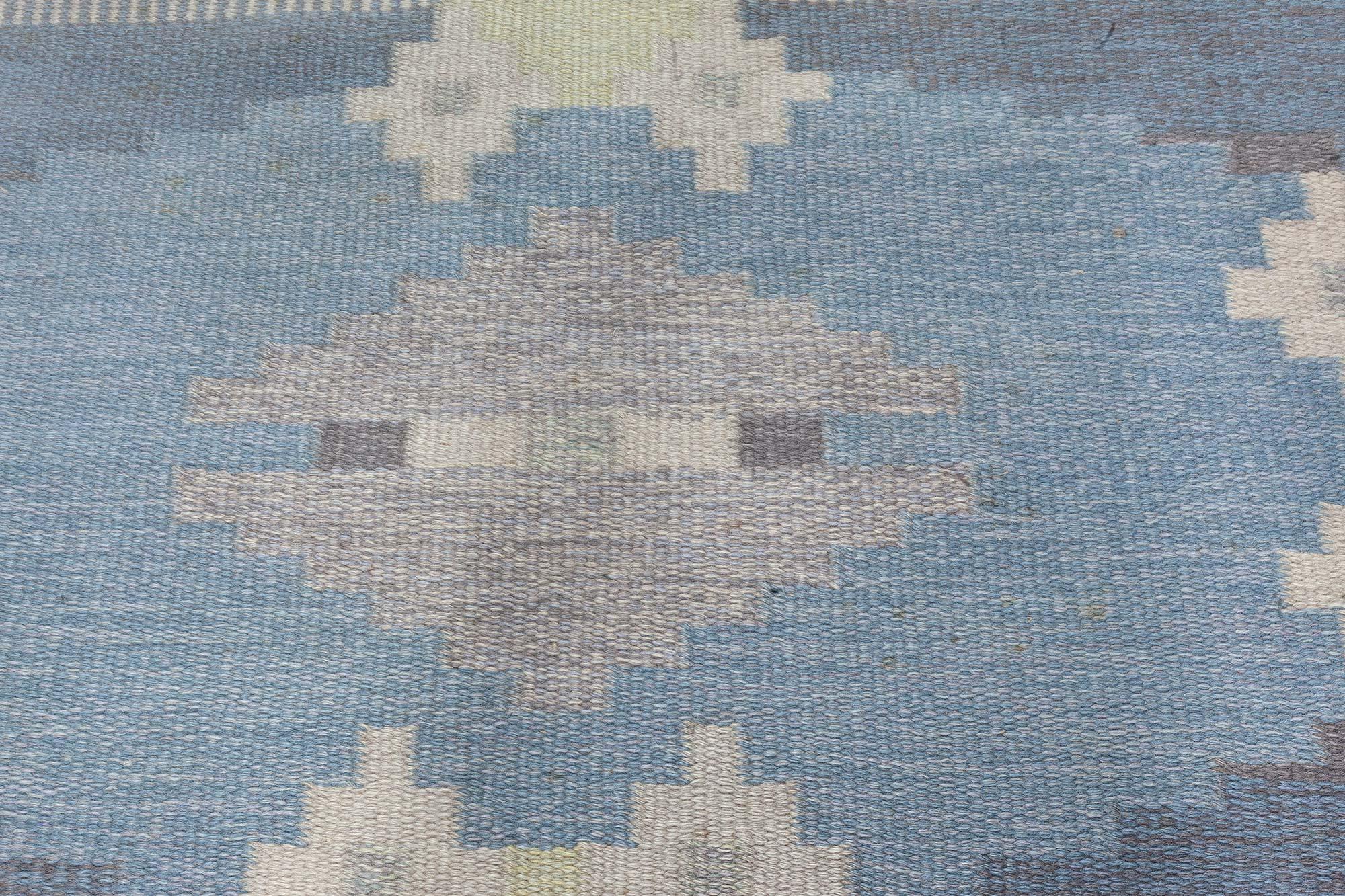 Scandinavian Doris Leslie Blau Vintage Swedish Flat-Weave Rug by Ingegerd Silow For Sale