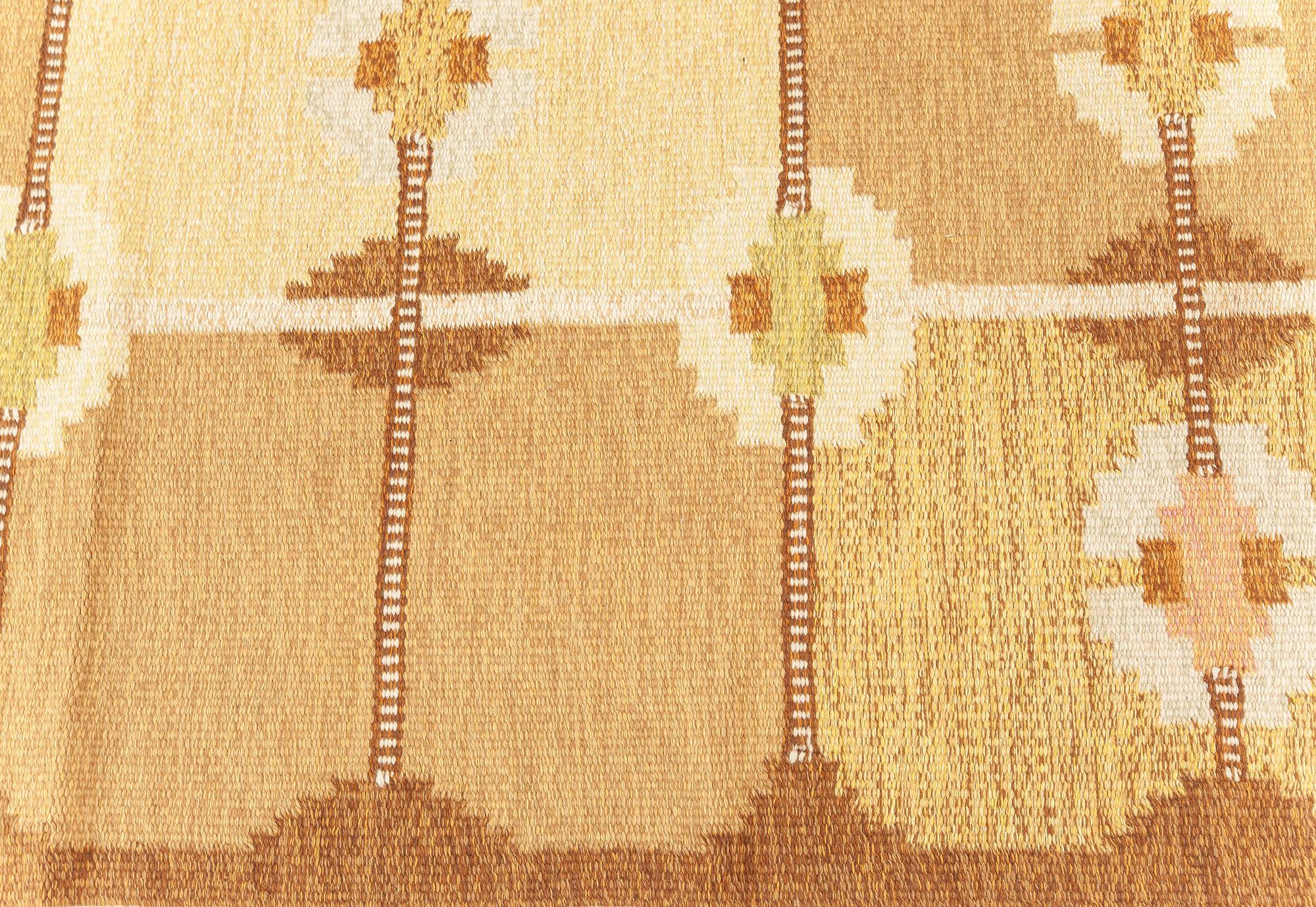 Doris Leslie Blau Vintage Swedish Flat Weave Rug by Ingegerd Silow (Handgeknüpft) im Angebot