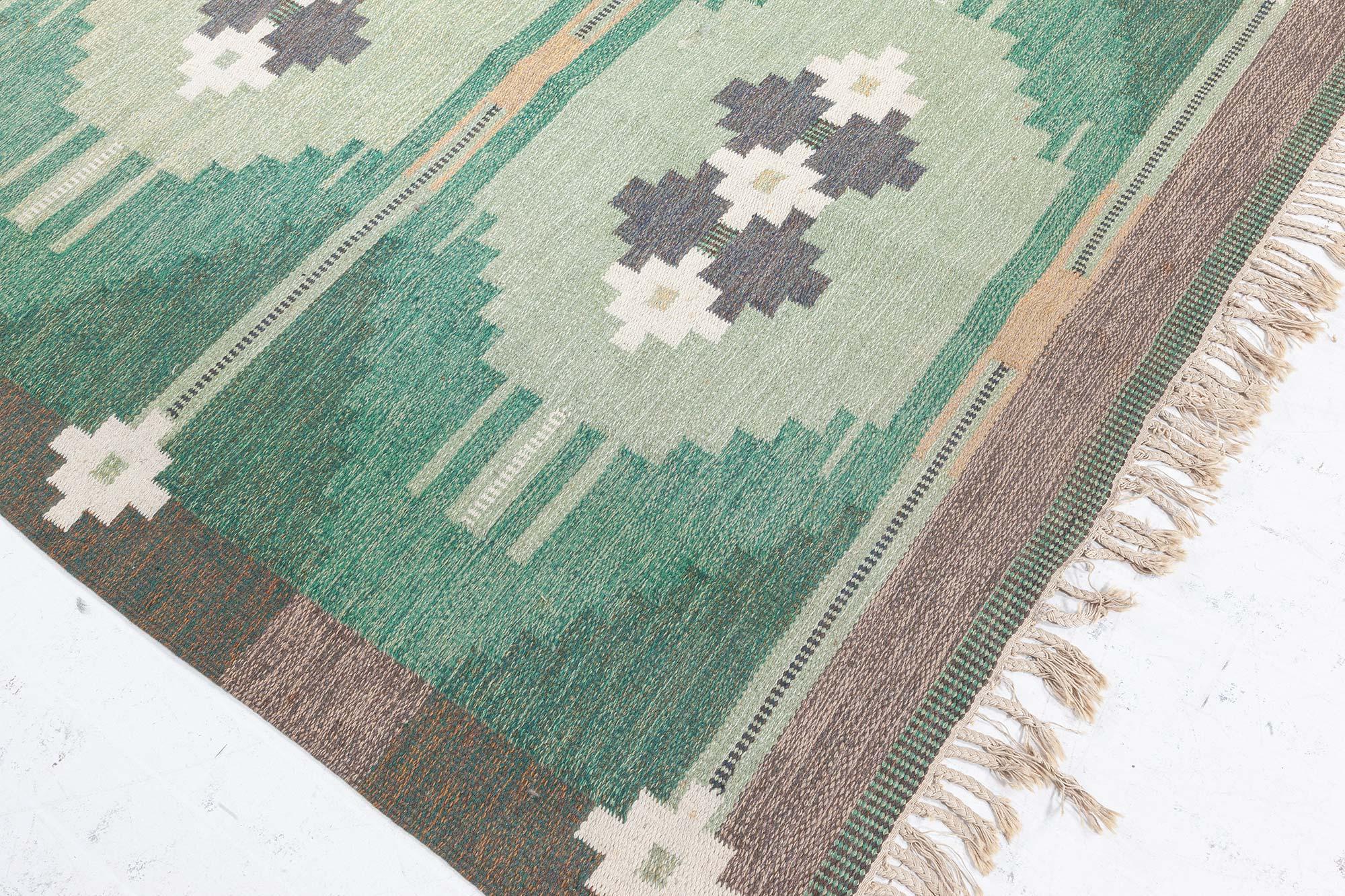20th Century Doris Leslie Blau Vintage Swedish Flat Weave Rug by Ingegerd Silow For Sale