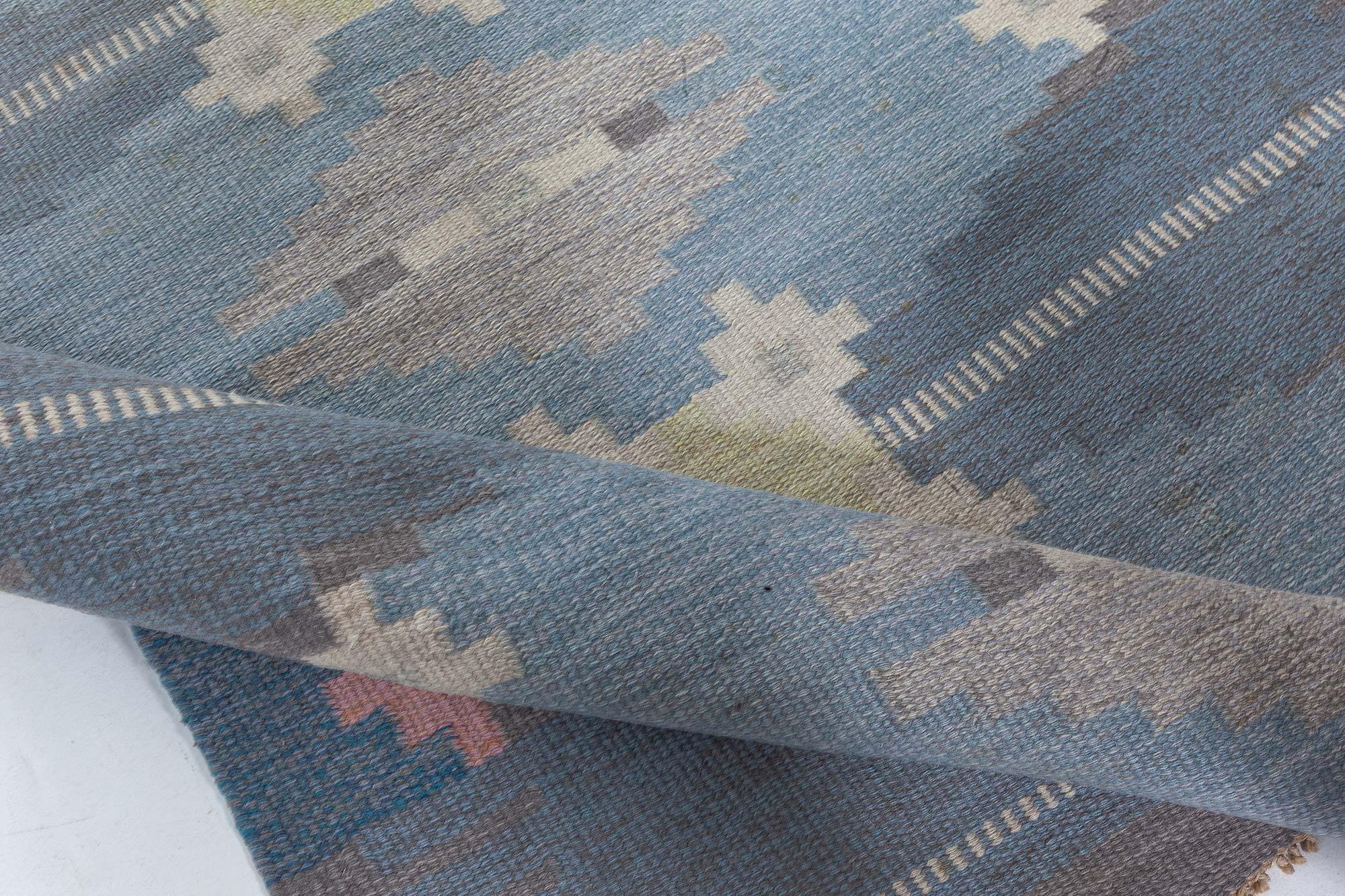 20th Century Doris Leslie Blau Vintage Swedish Flat-Weave Rug by Ingegerd Silow For Sale