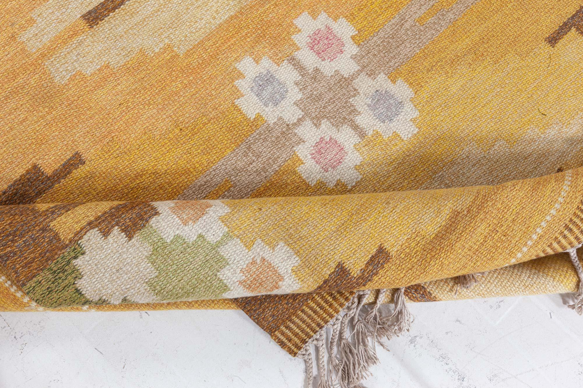 XX secolo Tappeto Doris Leslie Blau Vintage Swedish Flat Weave di Ingegerd Silow in vendita