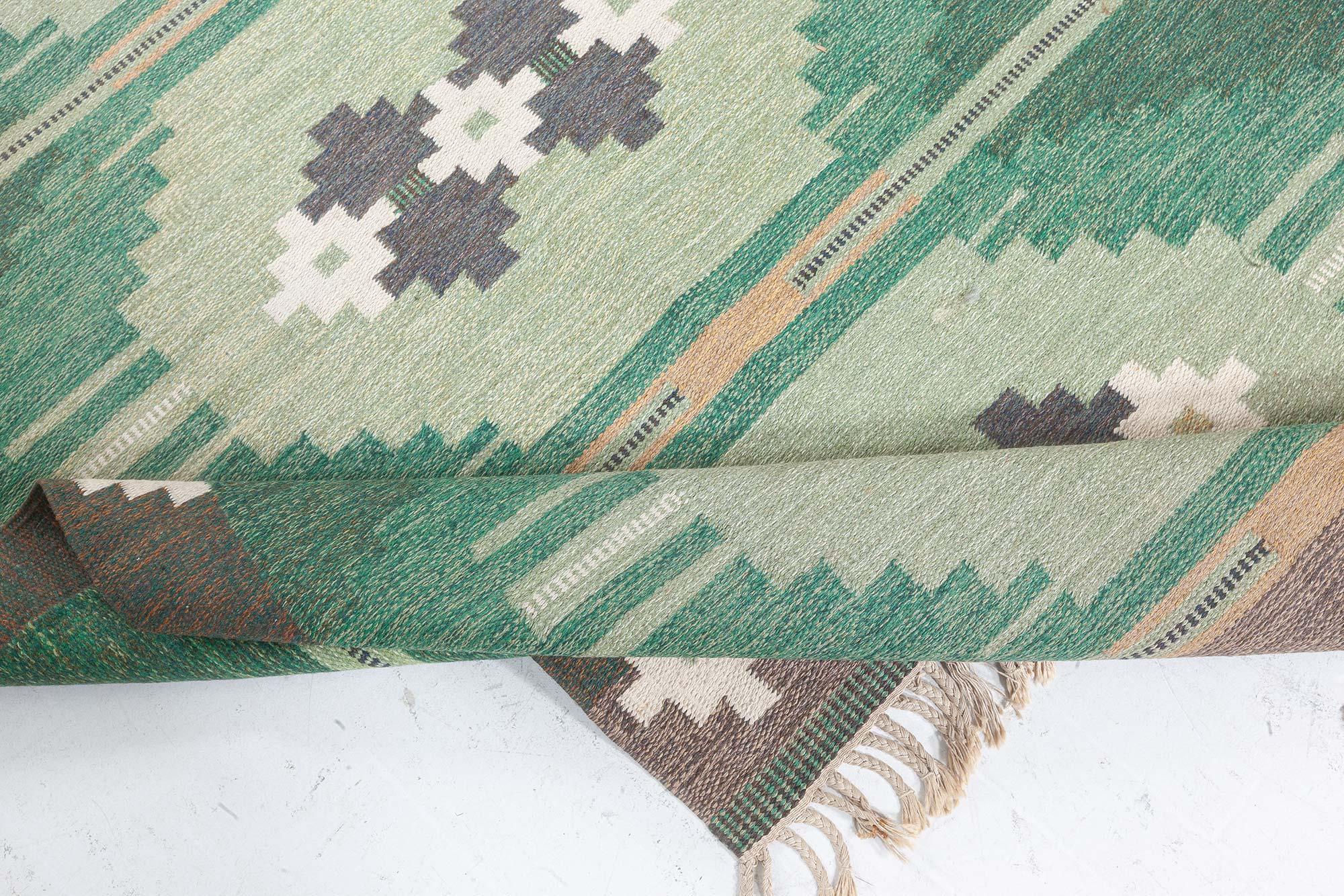 Doris Leslie Blau Vintage Swedish Flat Weave Rug by Ingegerd Silow For Sale 1