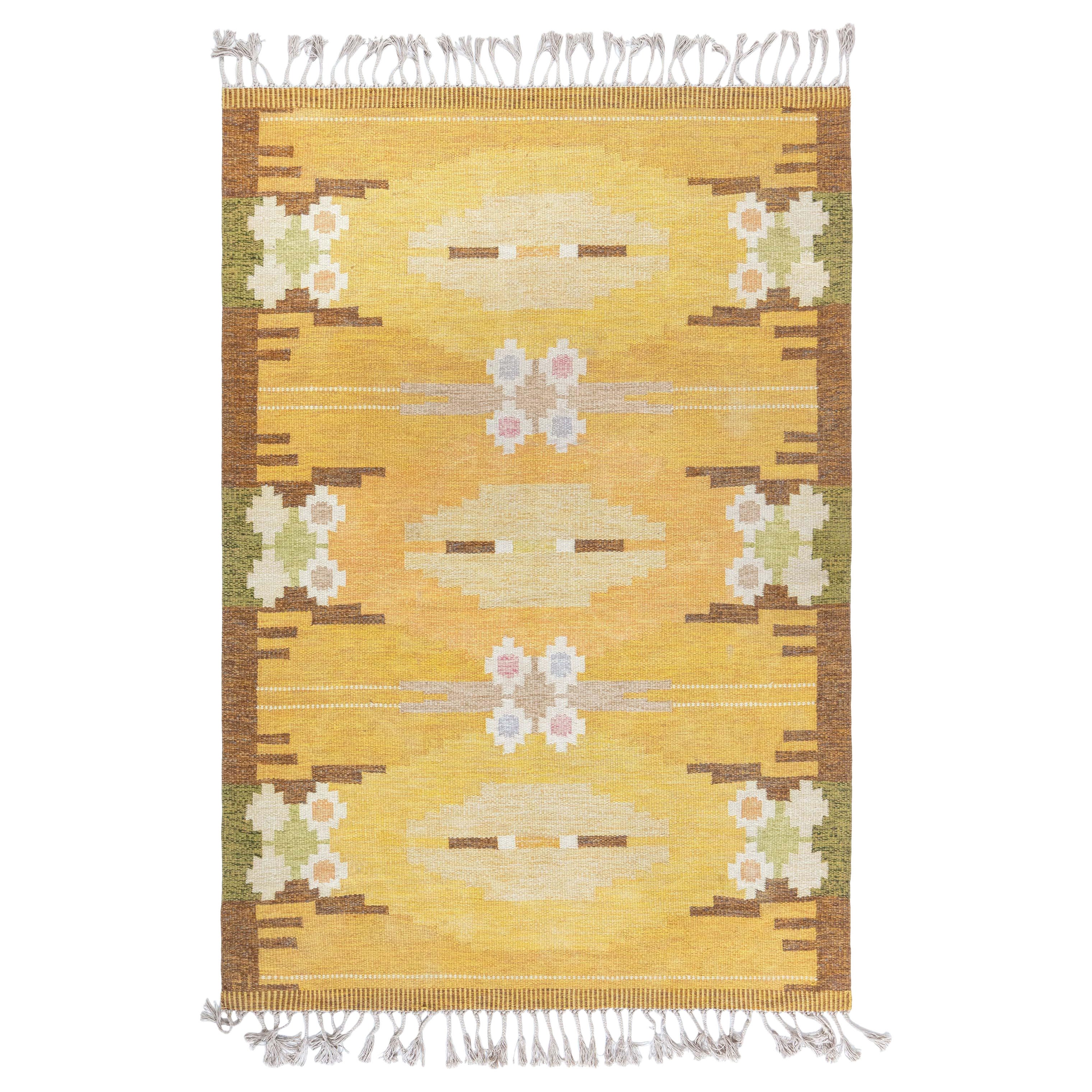 Doris Leslie Blau Vintage Swedish Flat Weave Rug by Ingegerd Silow