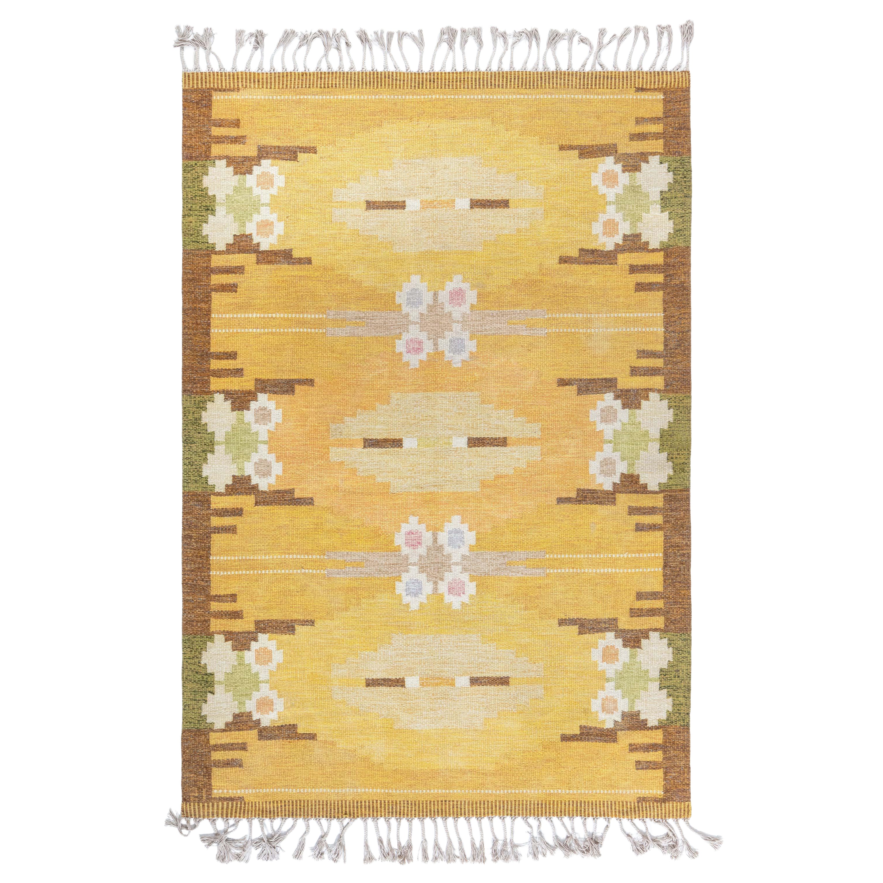 Doris Leslie Blau Vintage Swedish Flat Weave Rug by Ingegerd Silow