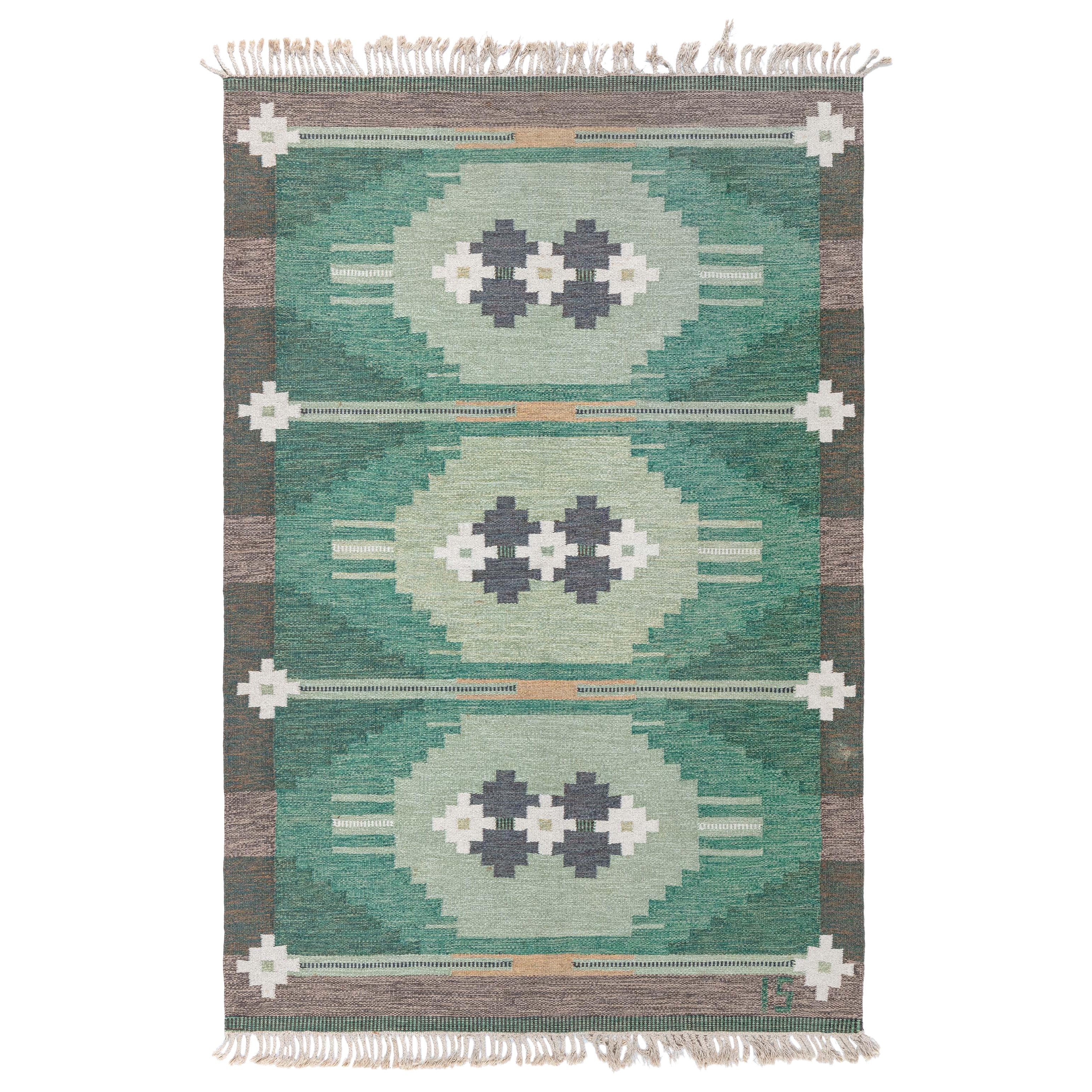 Doris Leslie Blau Vintage Swedish Flat Weave Rug by Ingegerd Silow