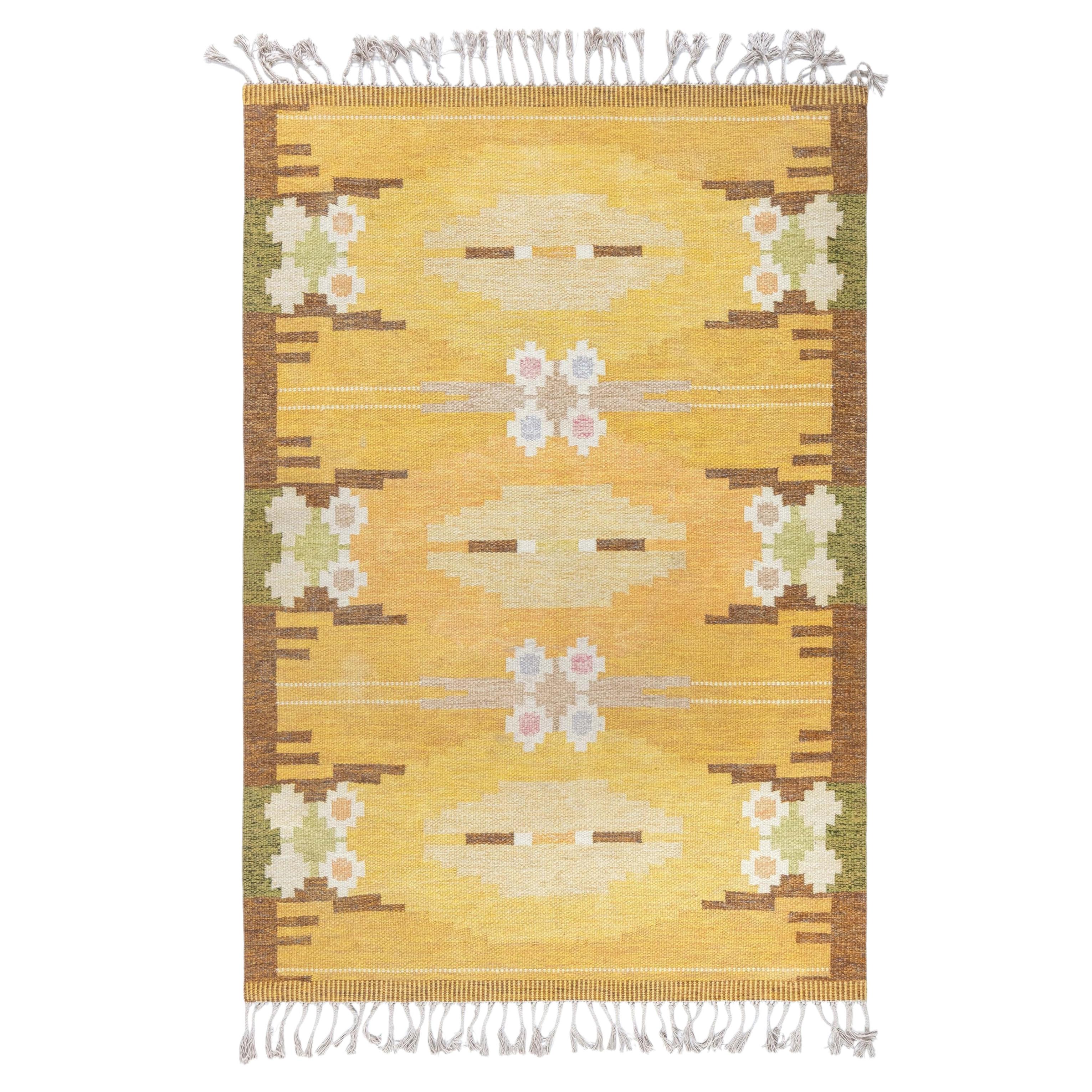 Doris Leslie Blau Vintage Swedish Flat Weave Rug by Ingegerd Silow
