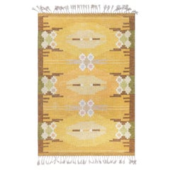 Doris Leslie Blauer schwedischer Flachgewebe-Teppich von Ingegerd Silow, Vintage