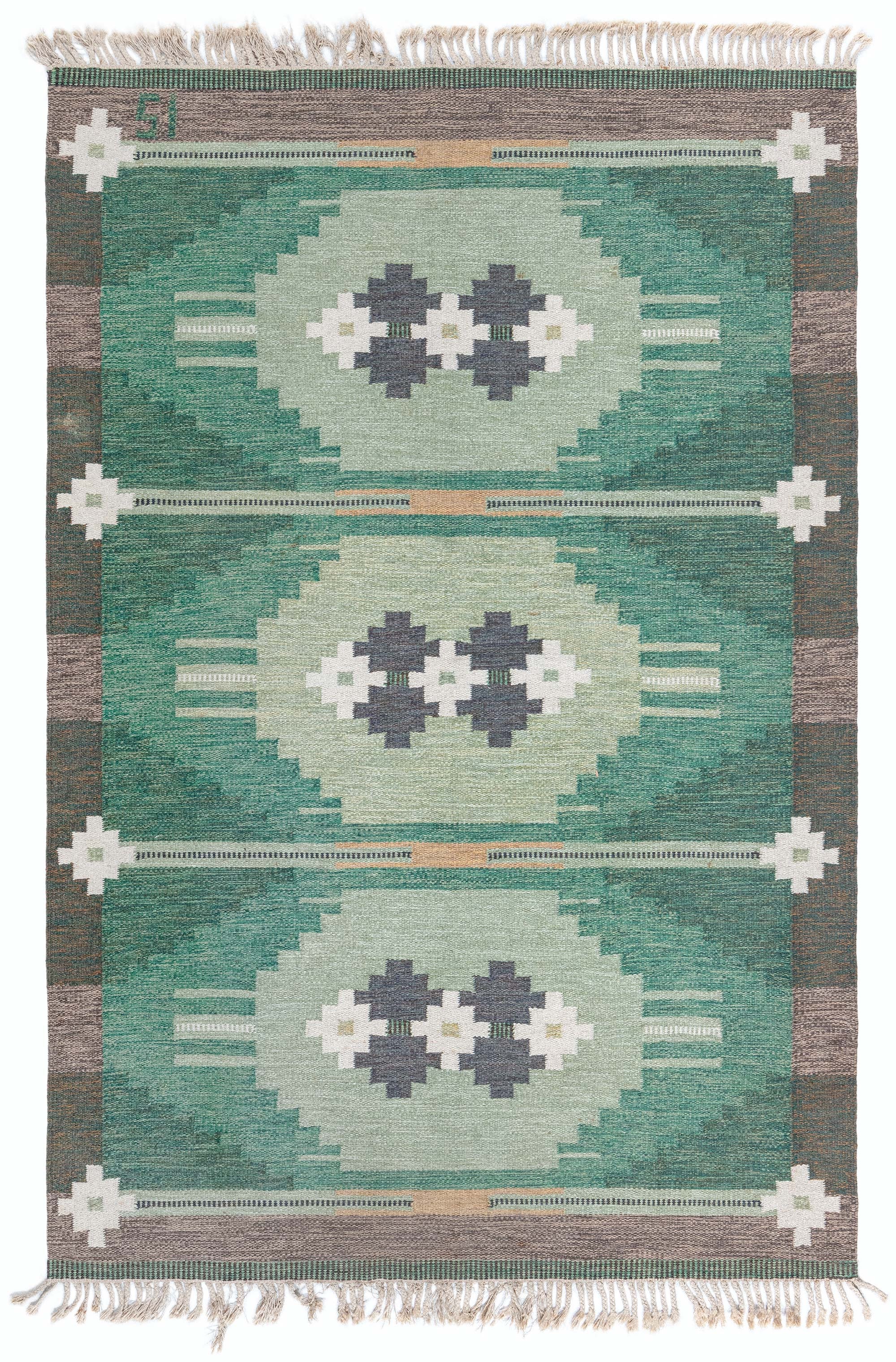 Doris Leslie Blau Vintage Swedish Flat Weave Rug by Ingegerd Silow