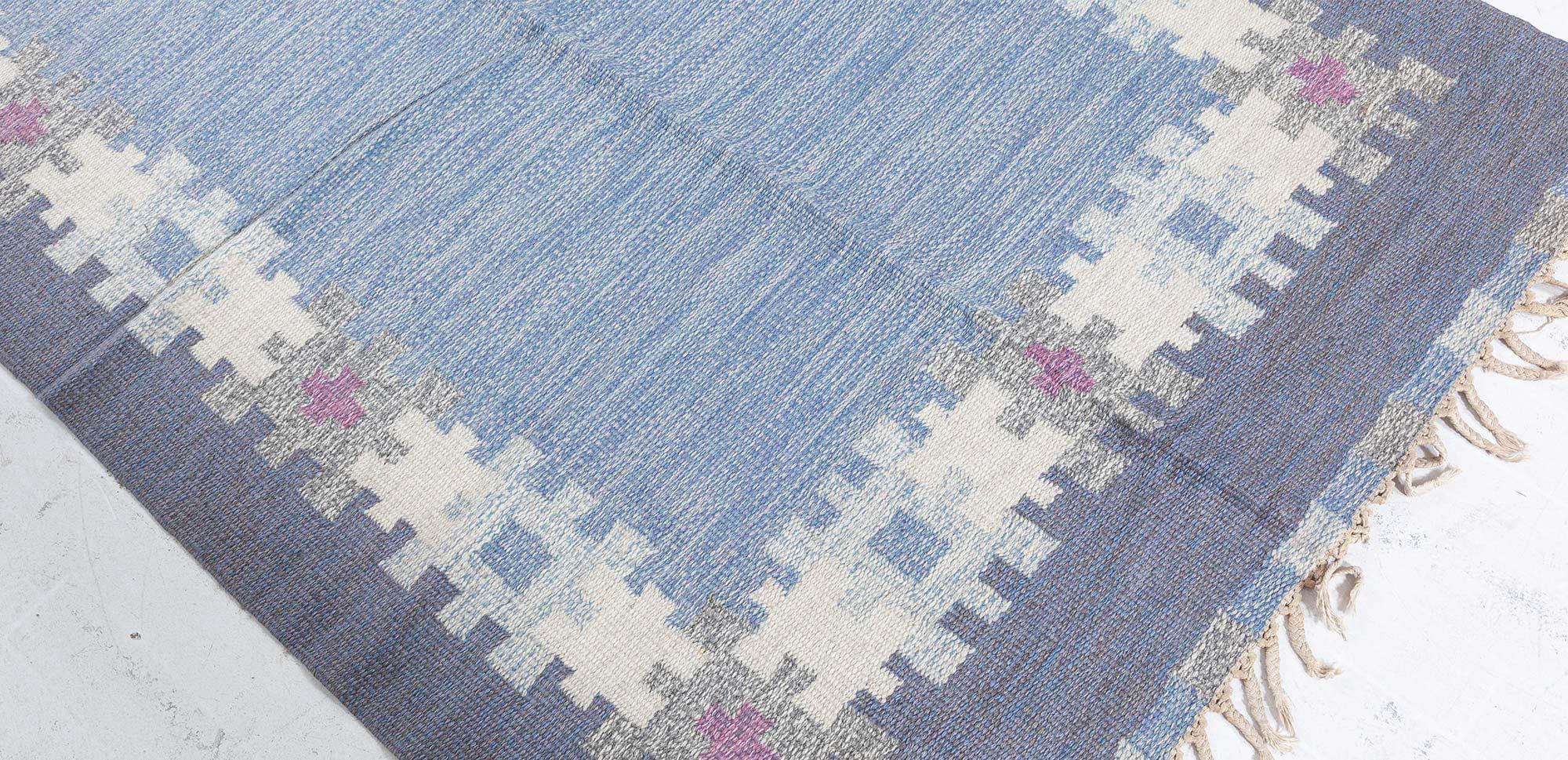 Doris Leslie Blau Vintage Swedish Flat Weave Rug by Ingegerd Silow, Signed “I.S. For Sale 2