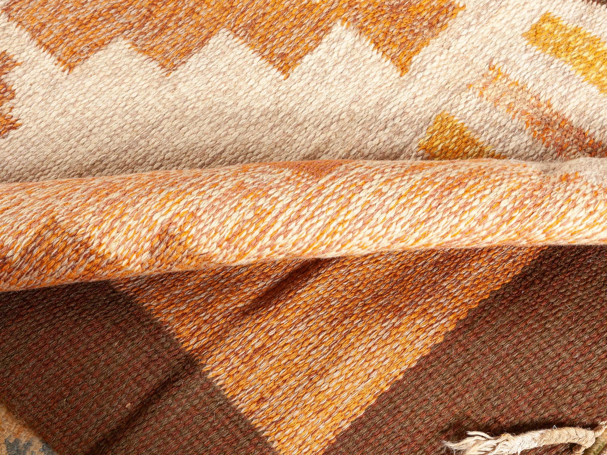 Hand-Woven Doris Leslie Blau Vintage Swedish Flat-Weave Rug by Mary Sanberg, Signed MS For Sale