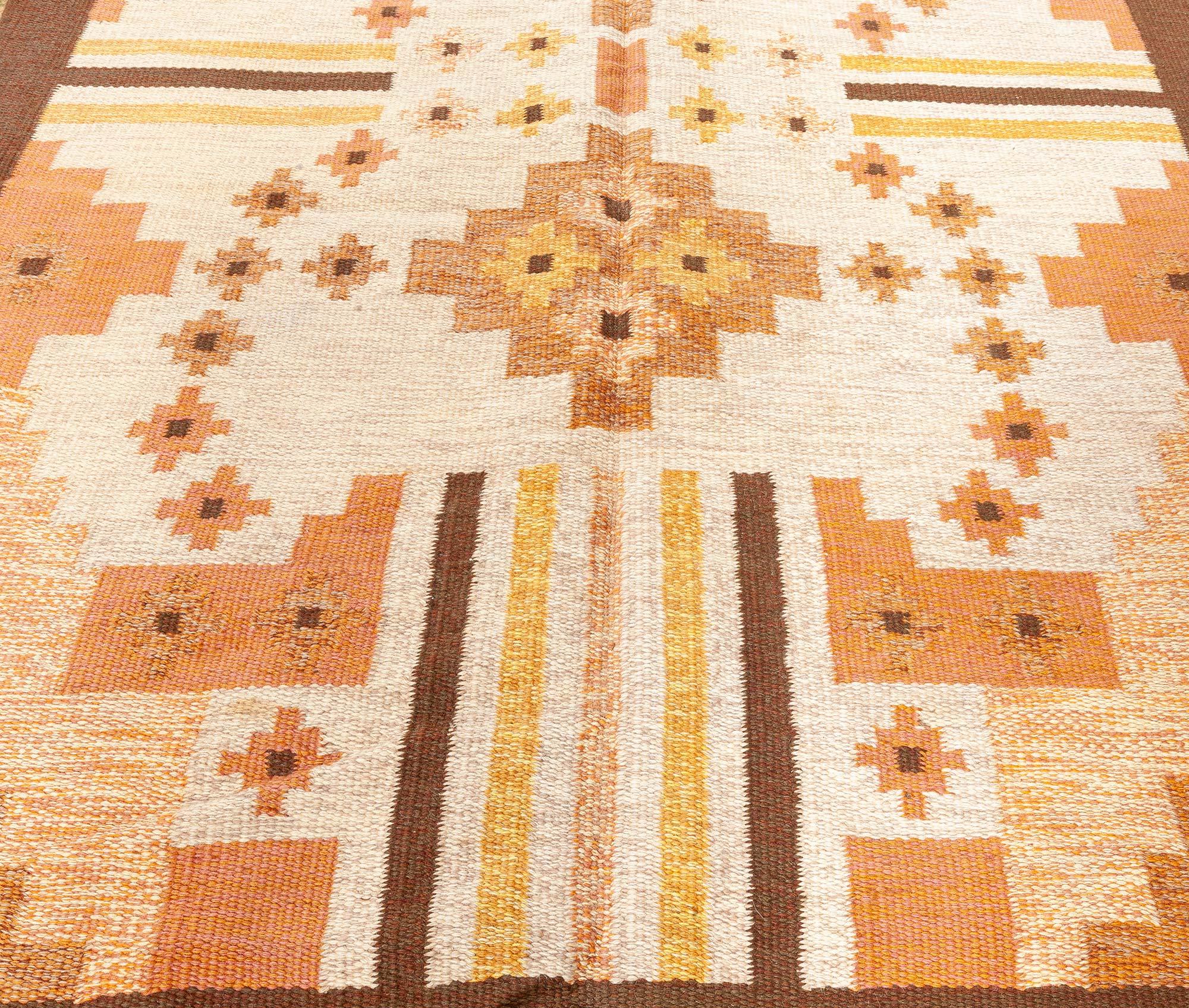 20th Century Doris Leslie Blau Vintage Swedish Flat-Weave Rug by Mary Sanberg, Signed MS For Sale