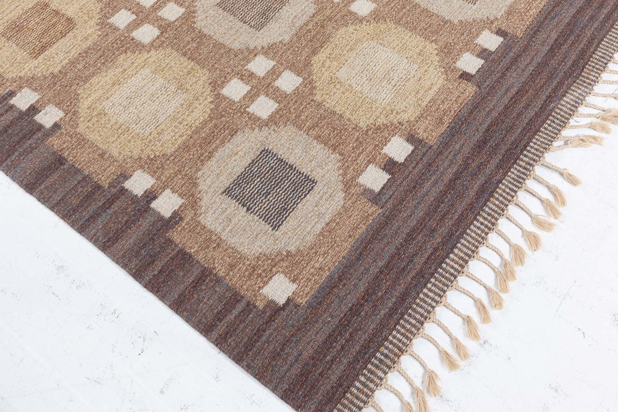 Svedese Tappeto Doris Leslie Blau Vintage Swedish Flat Weave di Rakel Carlander in vendita