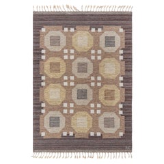 Doris Leslie Blauer schwedischer Flachgewebe-Teppich von Rakel Carlander, Vintage