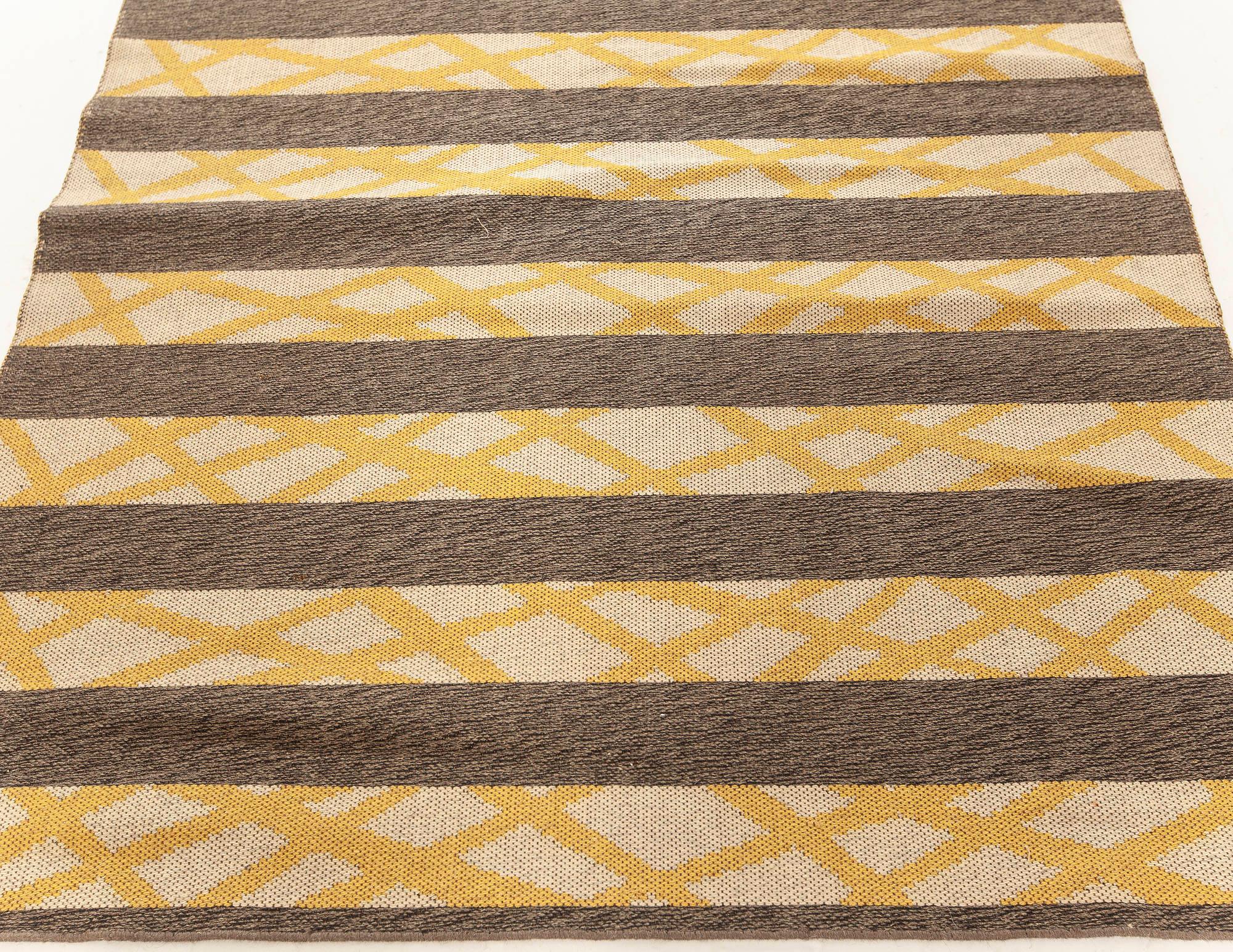 Alfombra sueca vintage de tejido plano, diseño geométrico de doble cara
Tamaño: 127 × 172 cm (4'2