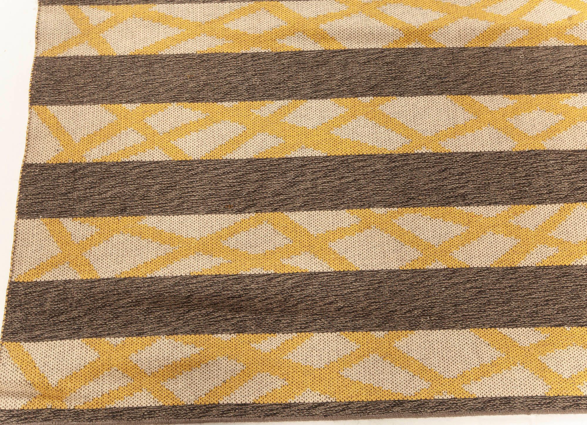 Mid-Century moderno Tappeto Doris Leslie Blau vintage a trama piatta svedese, disegno geometrico su due lati in vendita