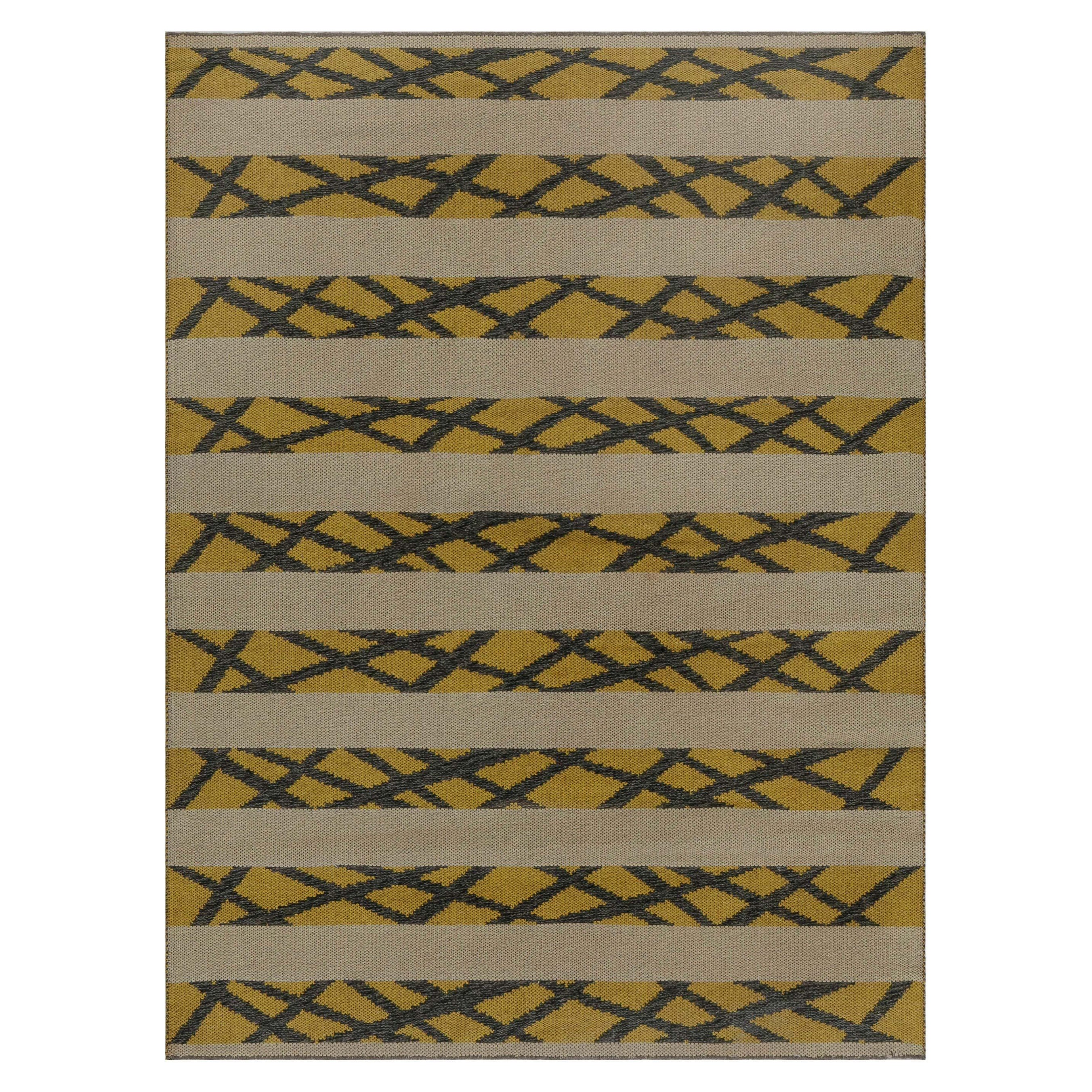 Doris Leslie Blau Alfombra sueca vintage de tejido plano, diseño geométrico de doble cara en venta
