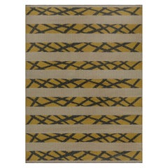 Doris Leslie Blau Alfombra sueca vintage de tejido plano, diseño geométrico de doble cara