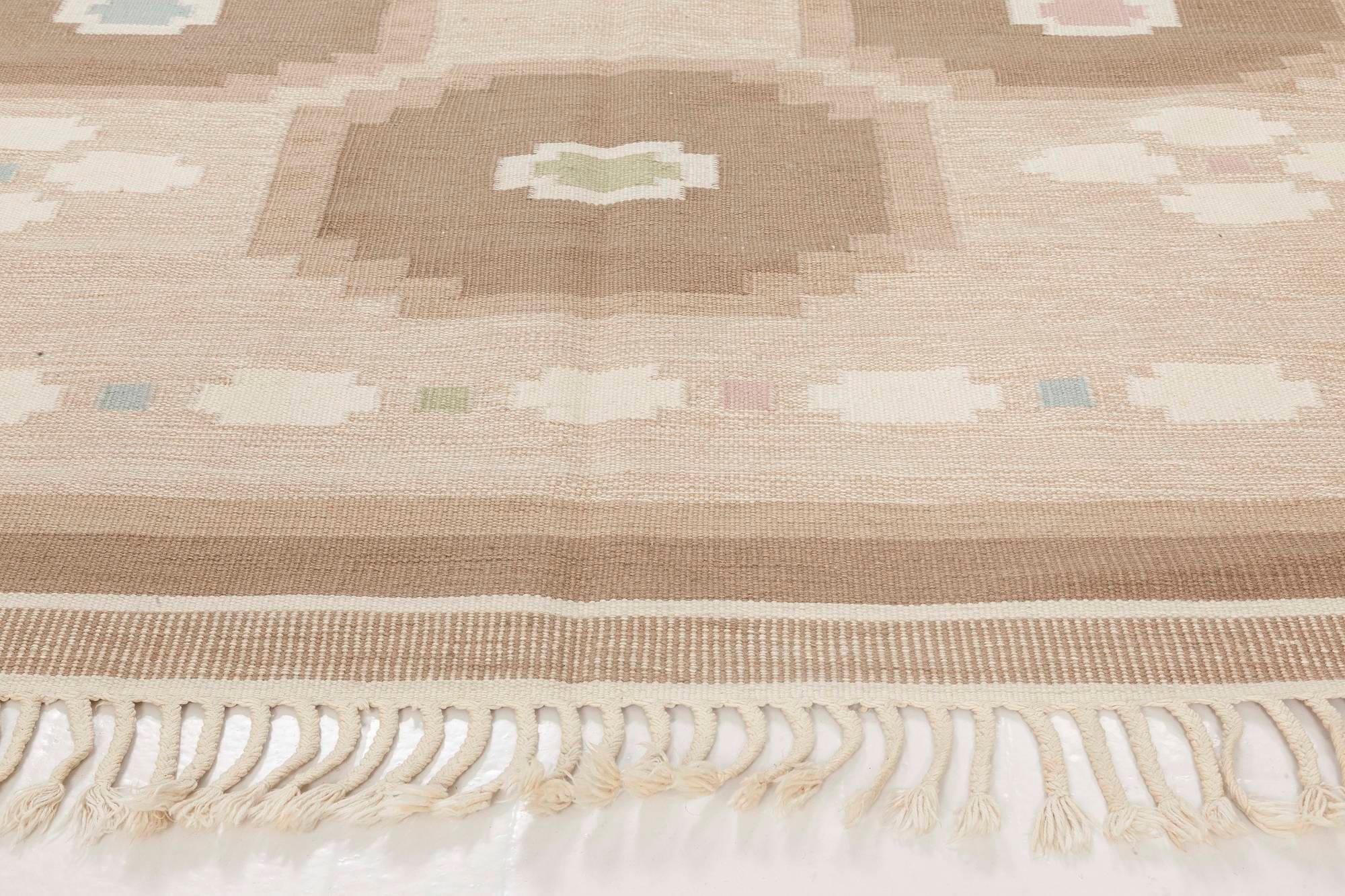 Scandinavian Doris Leslie Blau Vintage Swedish Flat-Weave Rug For Sale