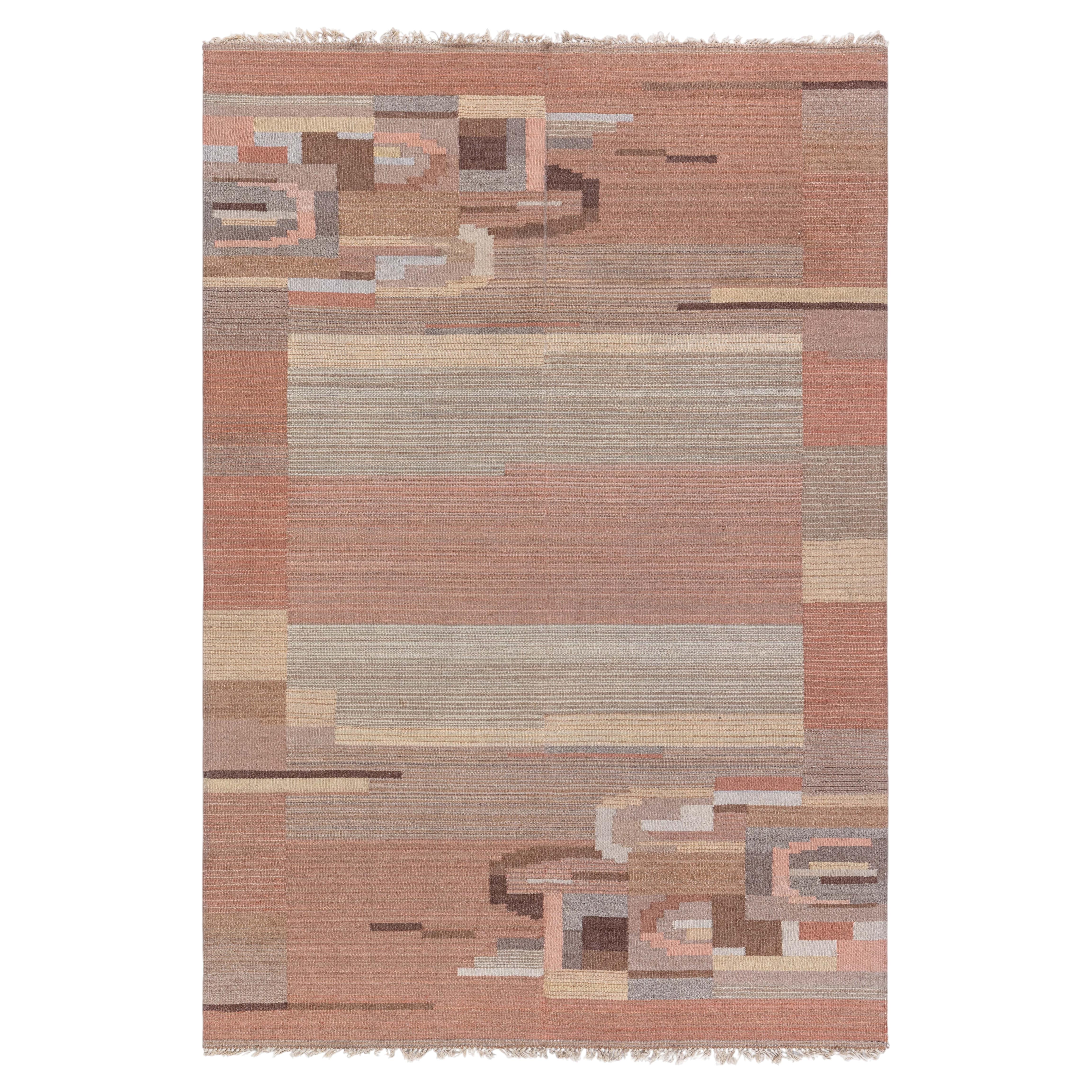 Doris Leslie Blau Vintage Swedish Flat-Weave Rug in Earth Tones
