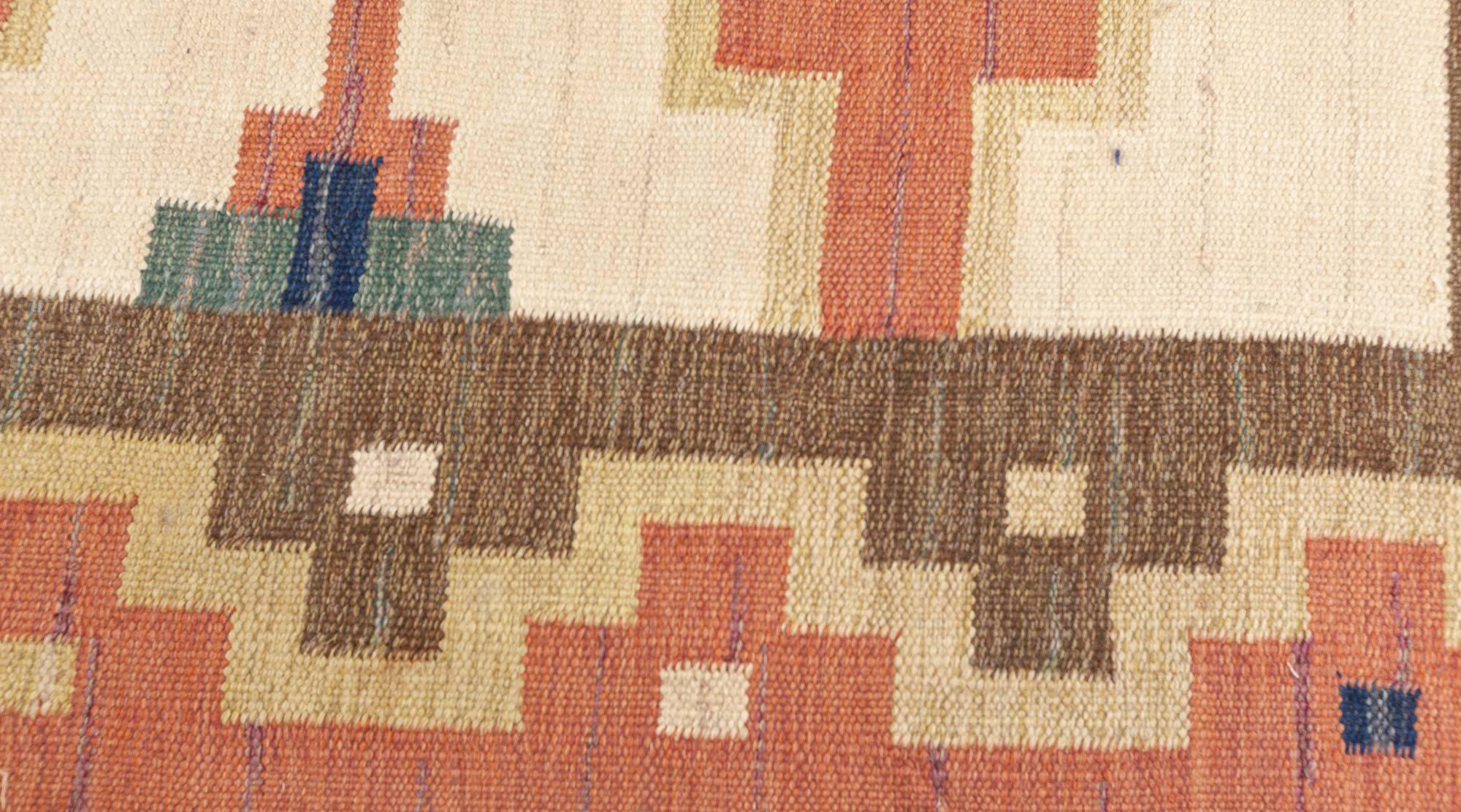 Mid-Century Modern Tapis suédois à tissage plat vintage Doris Leslie Blau signé par « Gk » en vente