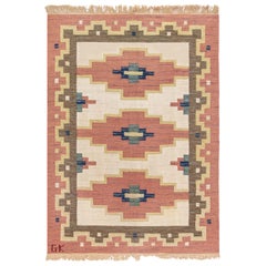 Doris Leslie Blau Vintage Swedish Flat Weave Rug Signed by 'Gk'