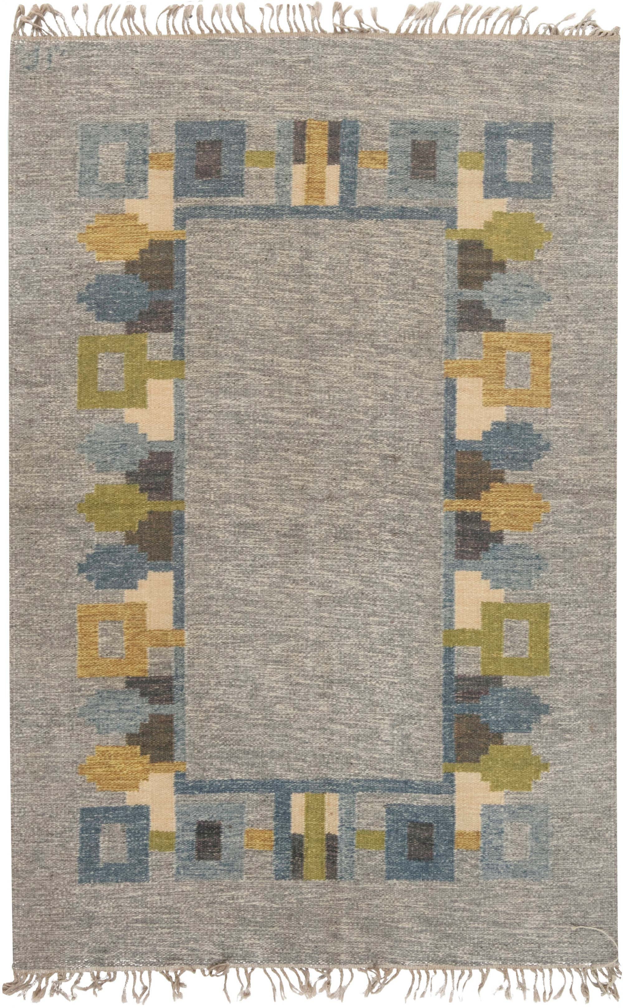 Doris Leslie Blau Vintage Swedish Flat-Weave Rug Signed 'JR'