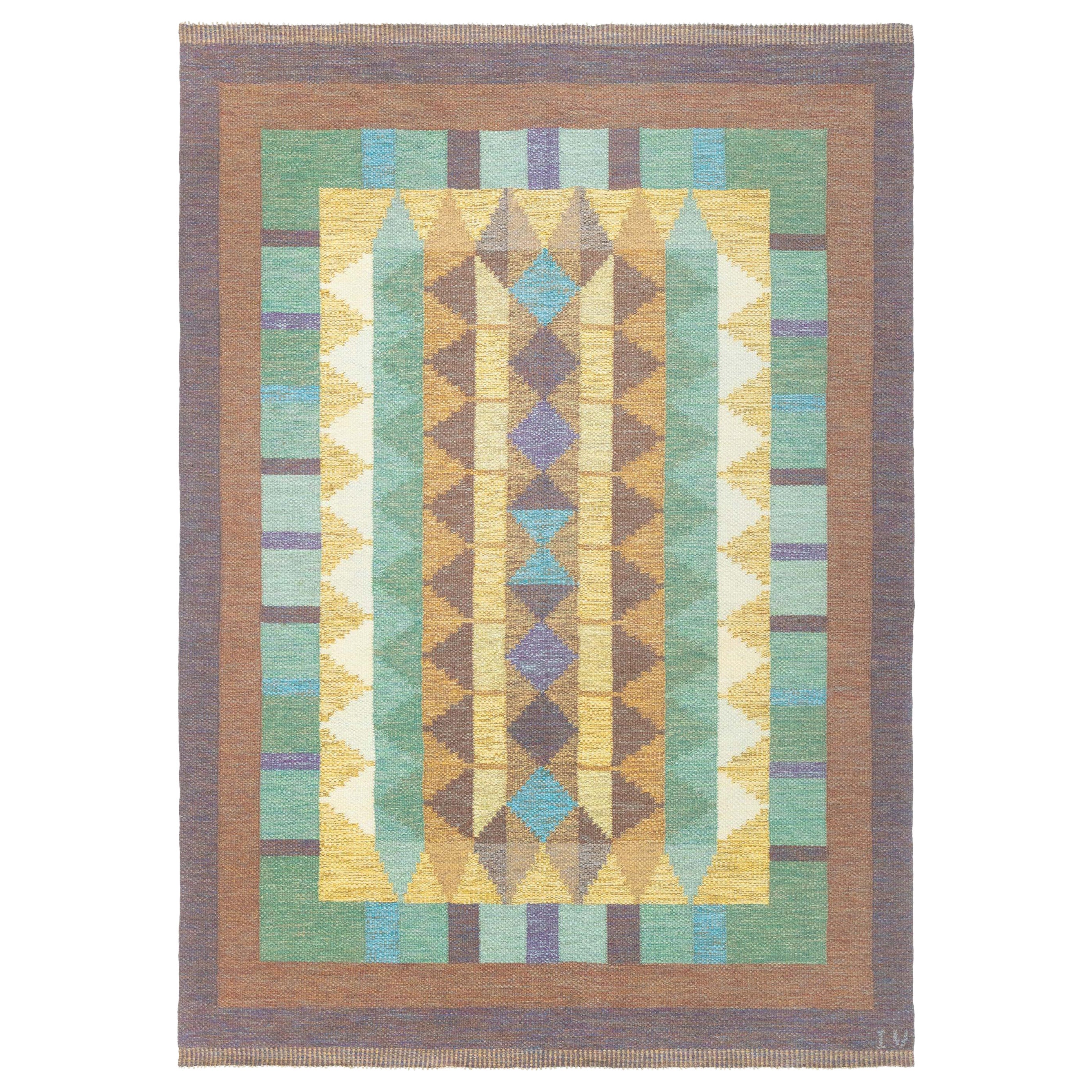 Doris Leslie Blau Vintage Swedish Flat Weave Rug Signed with Initials
IV