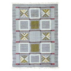 Doris Leslie Blau Vintage Swedish Flat-Weave Wool Rug by Konstfliten–Bohusslöjd