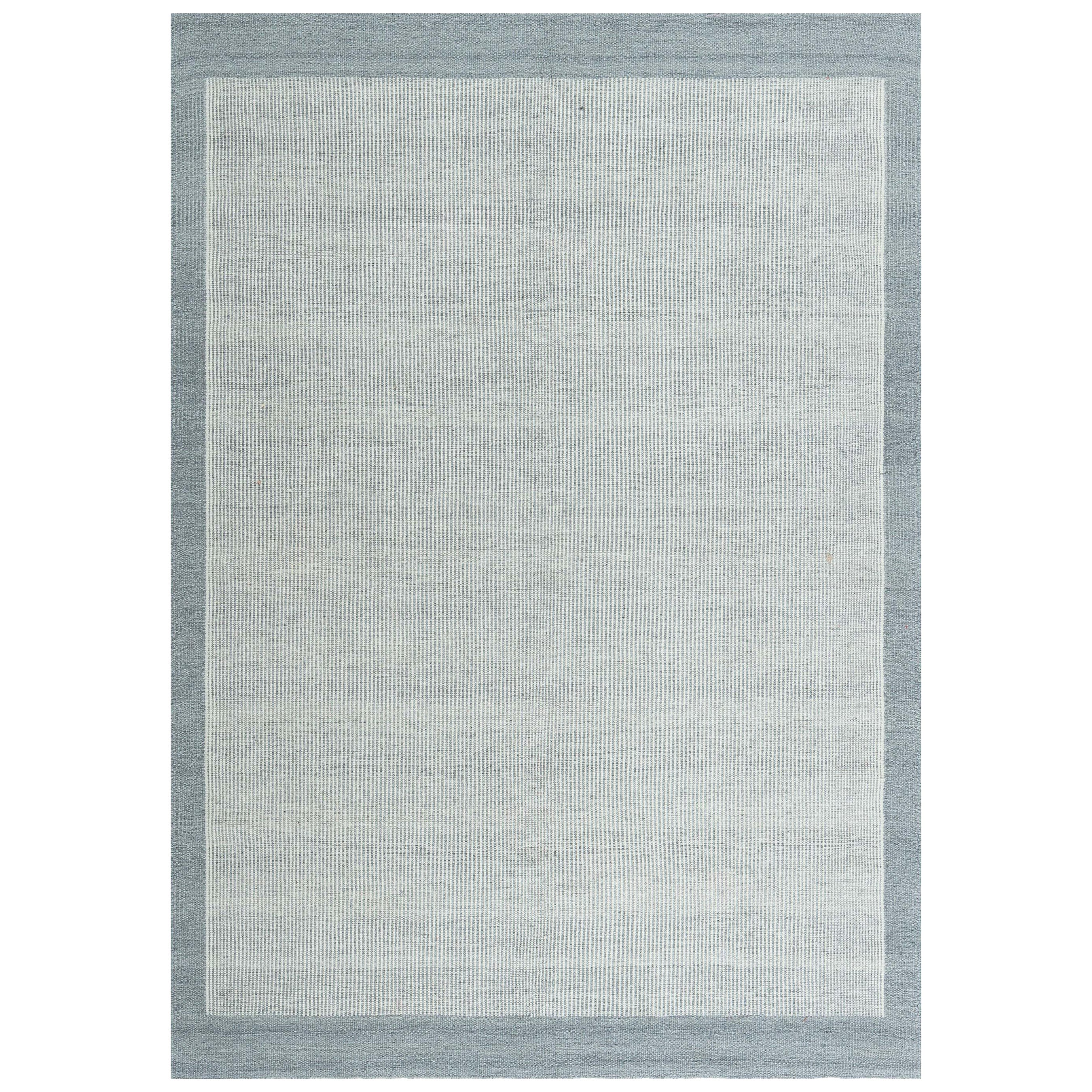 Doris Leslie Blau Alfombra sueca vintage de lana de tejido plano