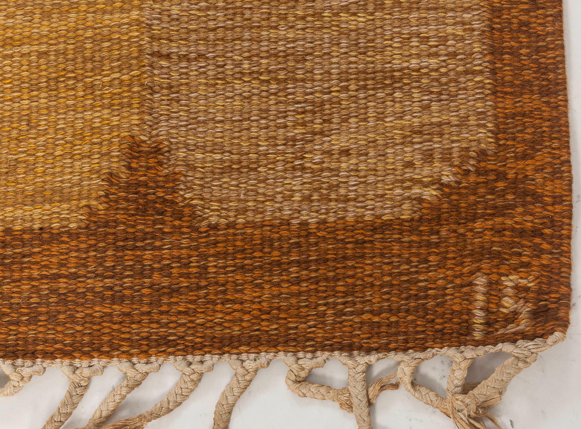 Doris Leslie Blau Alfombra sueca vintage de lana de tejido plano Firmada por Ingegerd Silow Escandinavo en venta