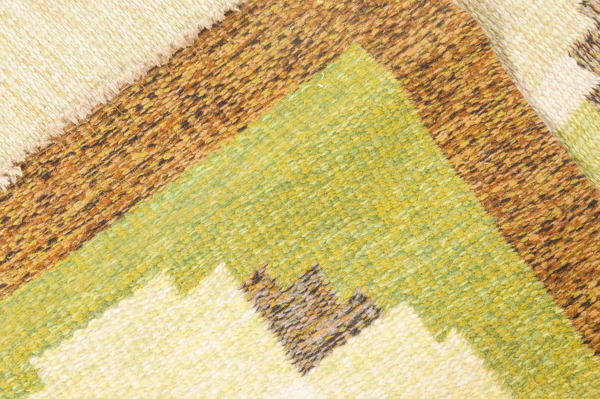 Doris Leslie Blau Vintage Swedish Flat-Weave Wool Rug Signed by Ingegerd Silow For Sale 2