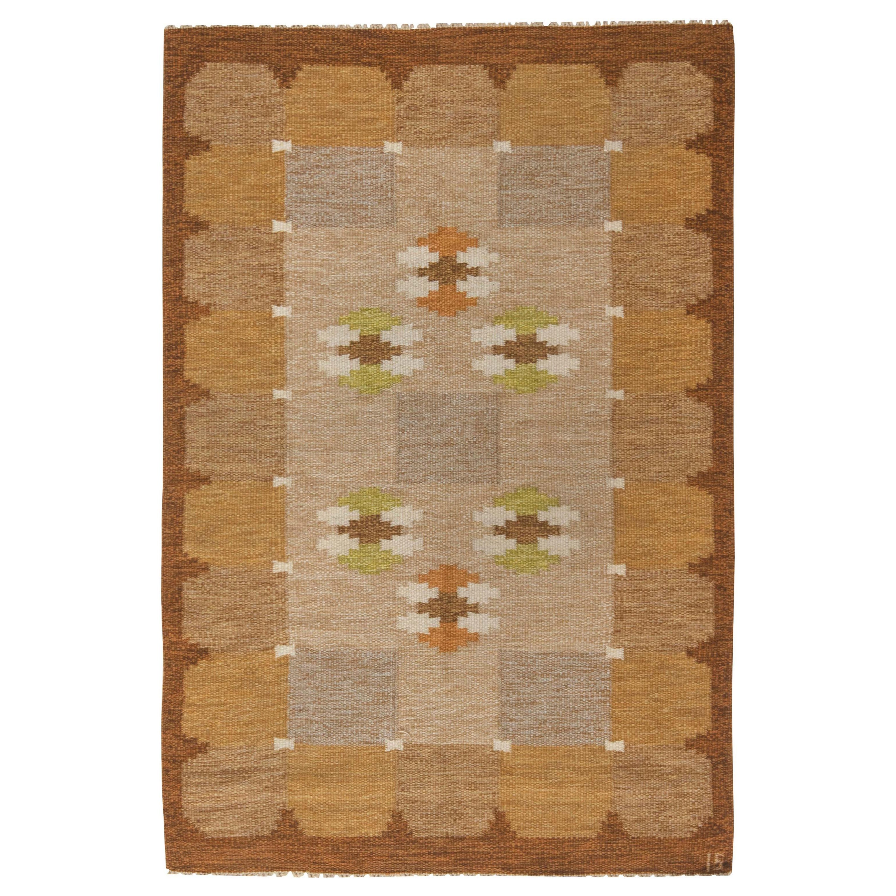 Tapis suédois vintage en laine tissé à plat Doris Leslie Blau signé par Ingegerd Silow