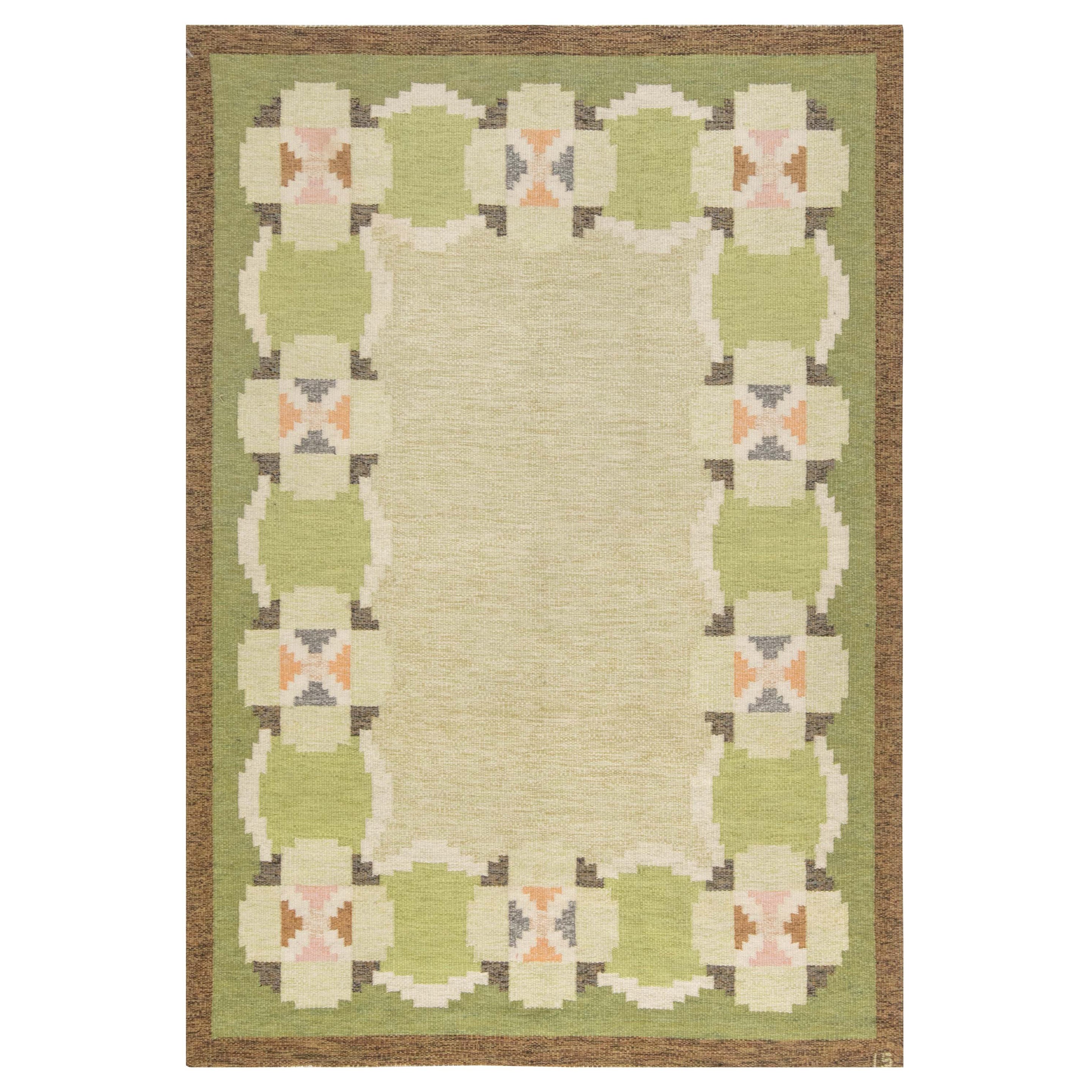 Doris Leslie Blau Vintage Swedish Flat-Weave Wool Rug Signed by Ingegerd Silow